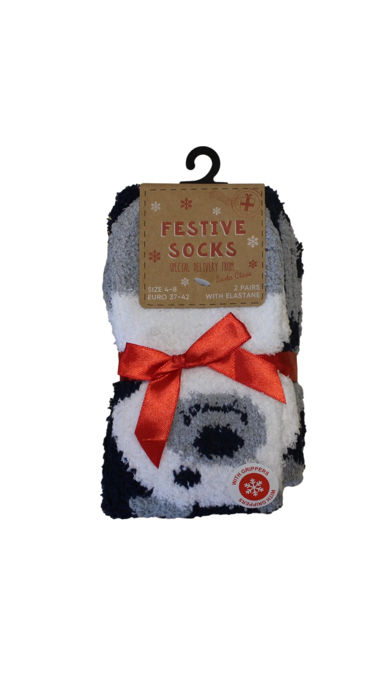 2 Pack Christmas Cosy Socks With Gripper Navy - Image 2