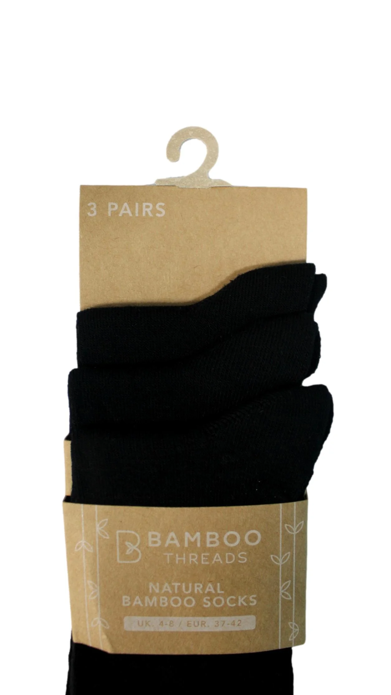 3 Pack Bamboo Plain Socks Black - Image 3