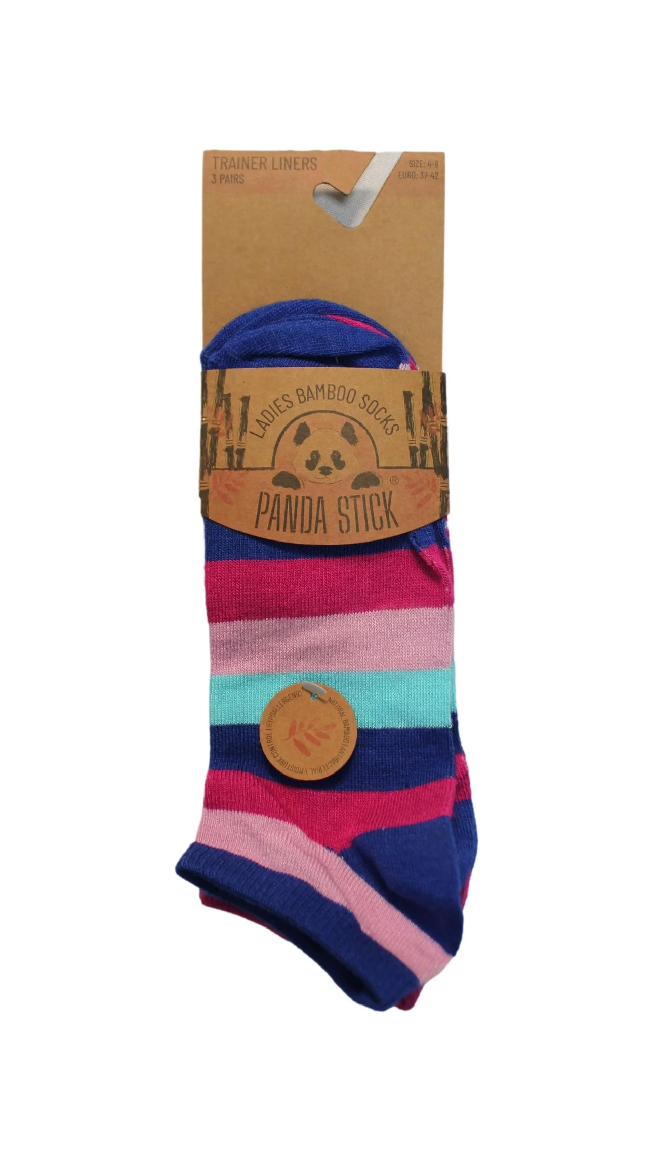 3 Pack Bamboo Trainer Sock Colour Stripe