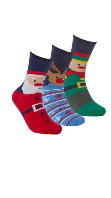 3 Pack Christmas Socks Red/Blue/Green - Image 2