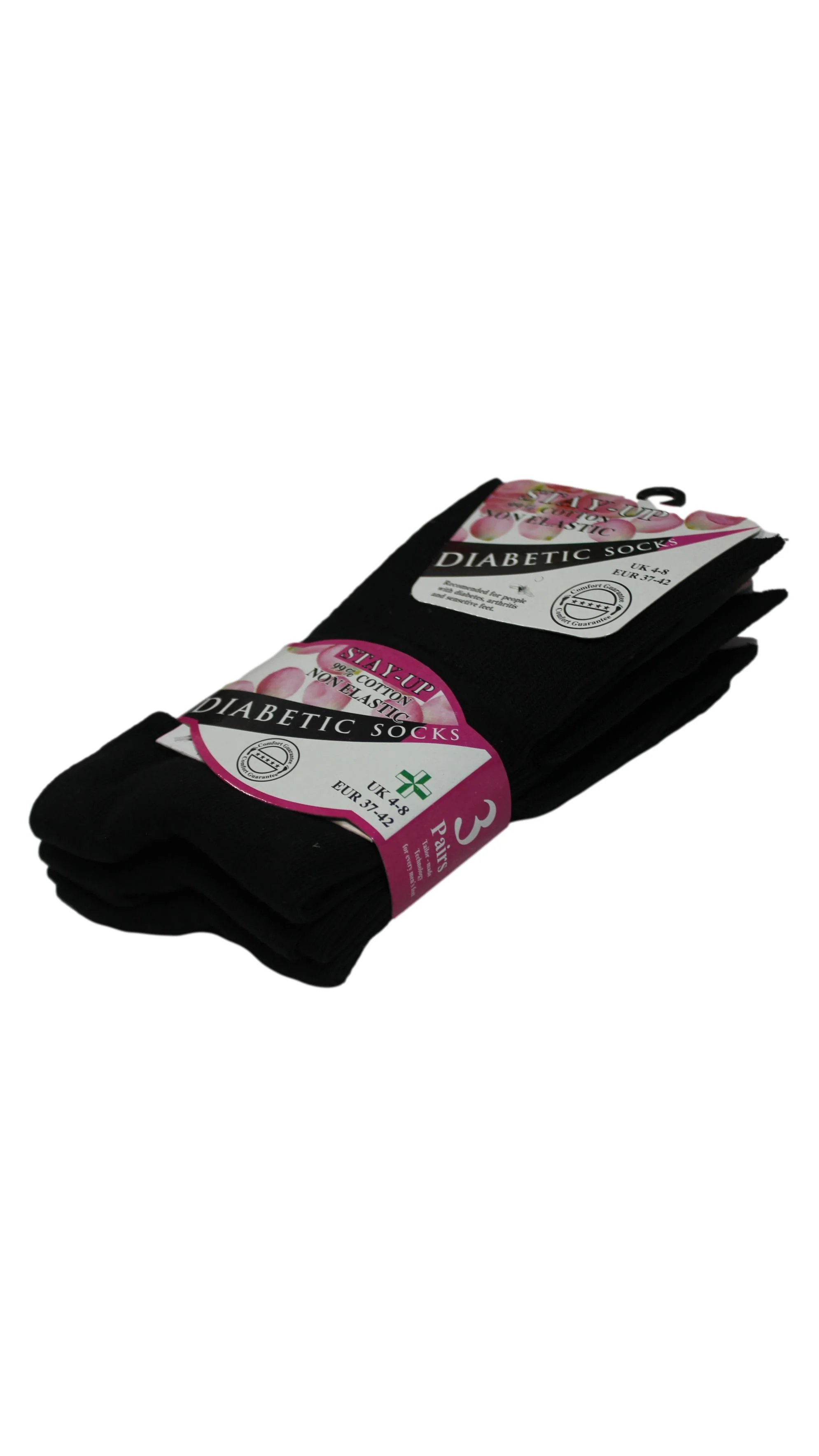 3 Pack Non Elastic Diabetic Socks Black - Image 2