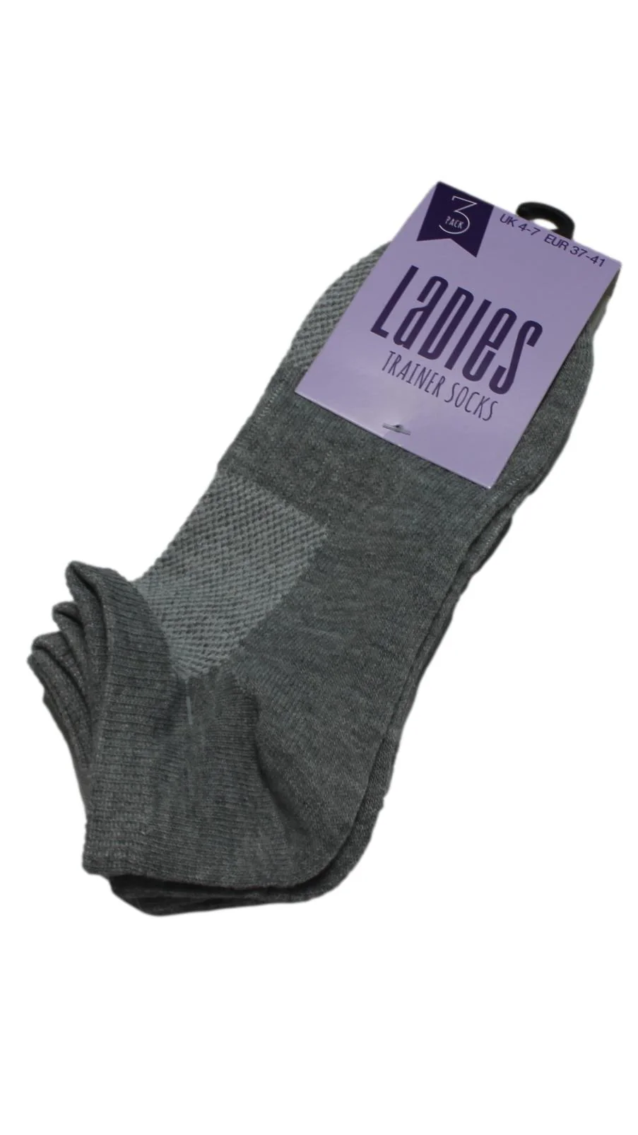 3 Pack Trainer Socks Grey Marl - Image 2