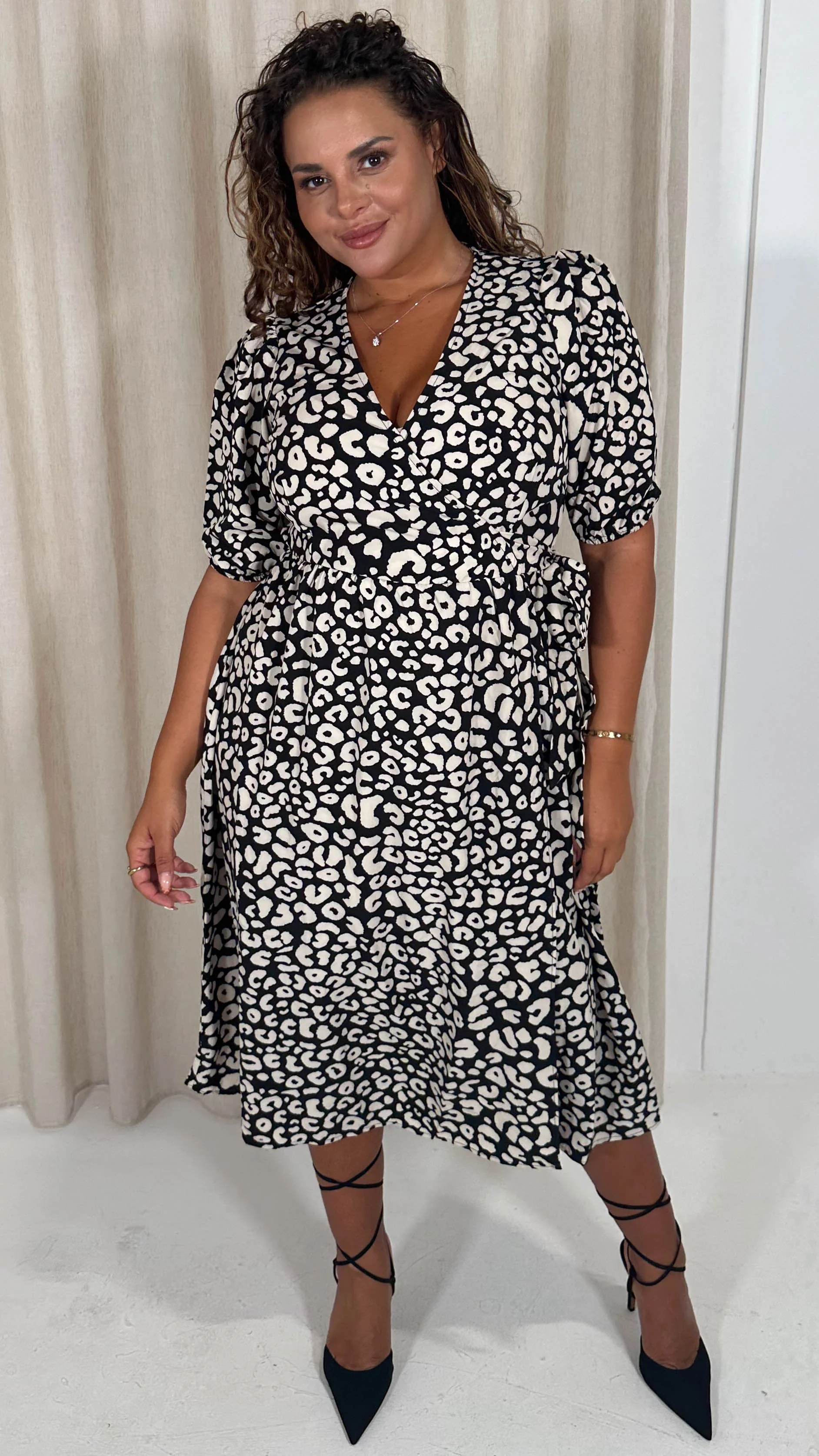 Animal Wrap Dress Black/White