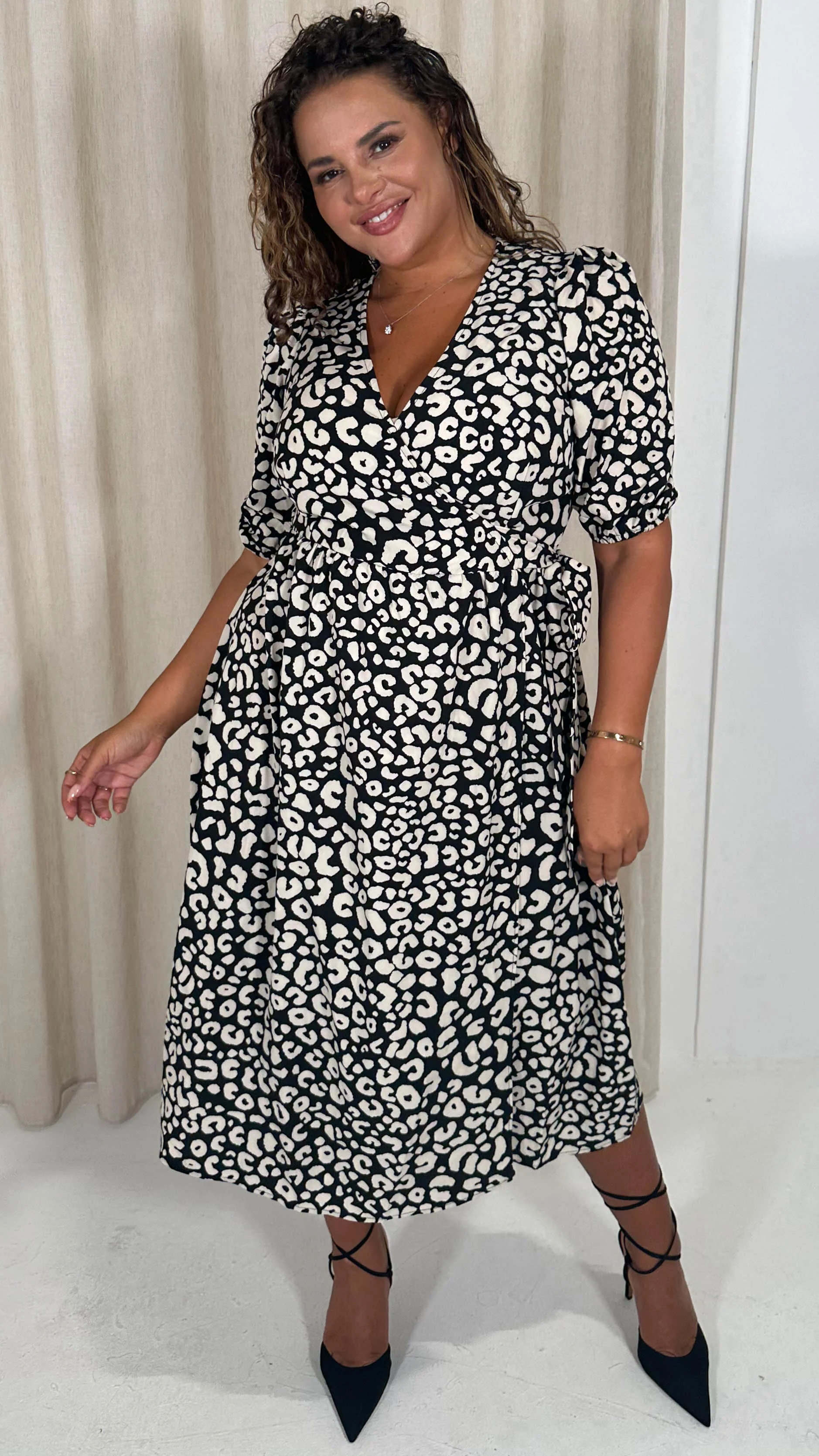 Animal Wrap Dress Black/White - Image 5