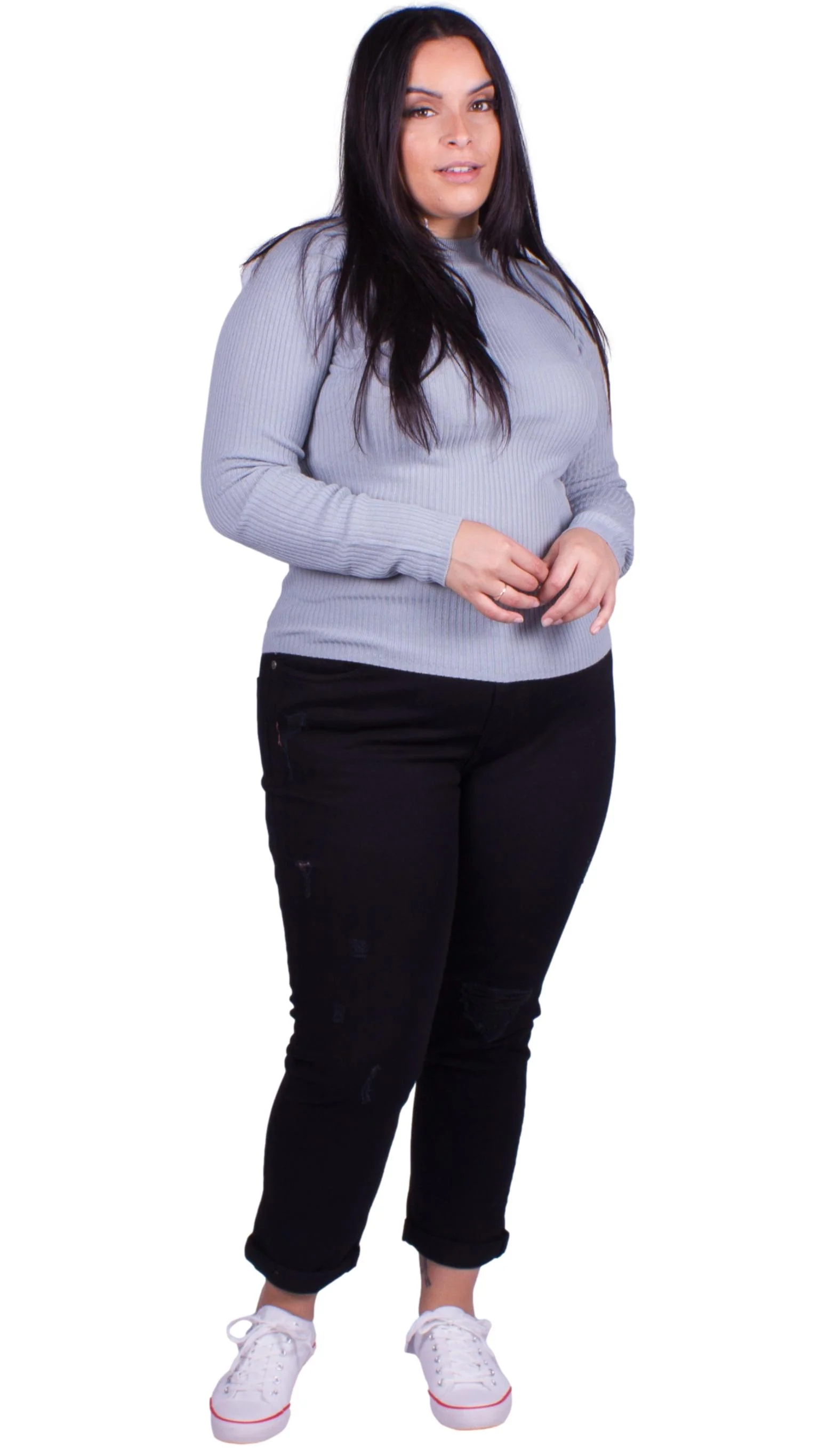 Ariella Ribbed Knit Turtleneck Jumper Blue - Image 4