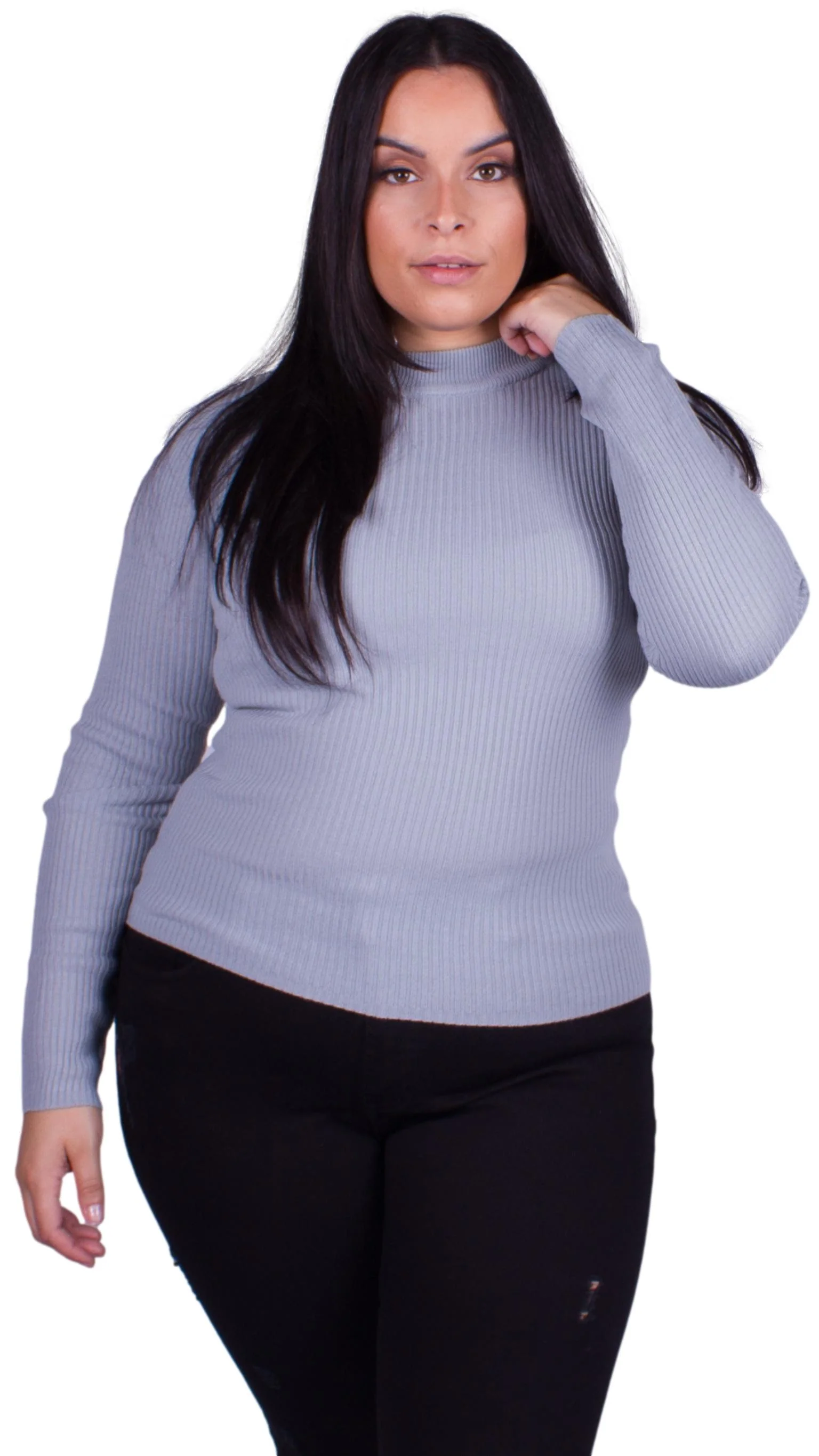 Ariella Ribbed Knit Turtleneck Jumper Blue - Image 5