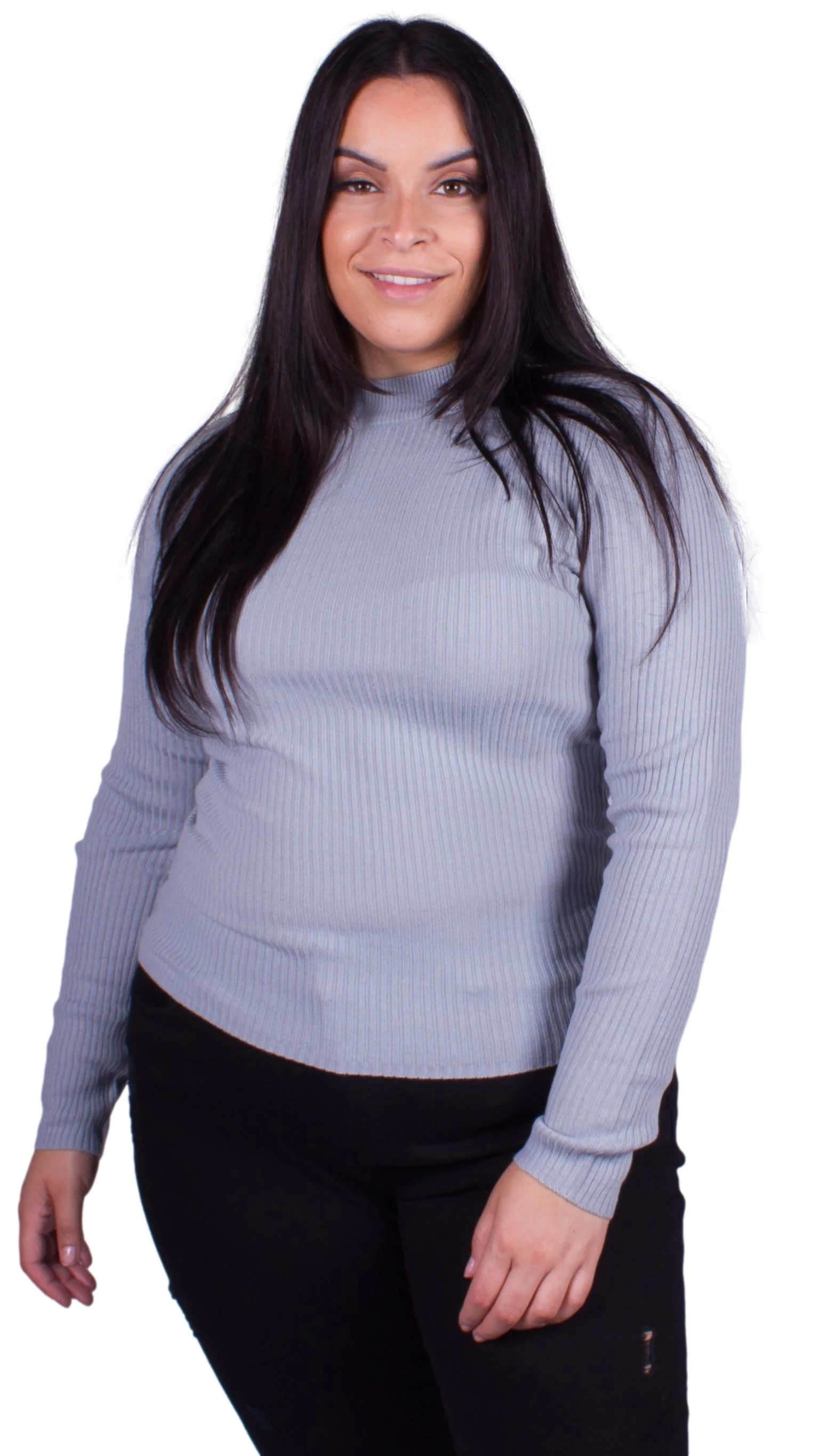 Ariella Ribbed Knit Turtleneck Jumper Blue - Image 6