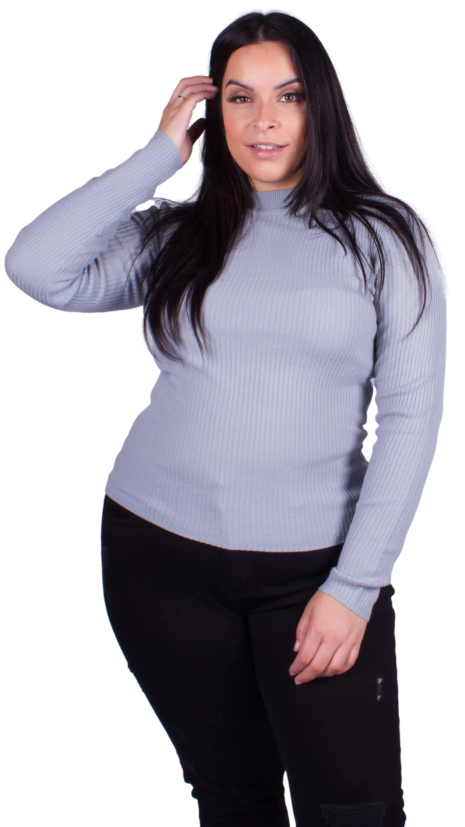 Ariella Ribbed Knit Turtleneck Jumper Blue - Image 7