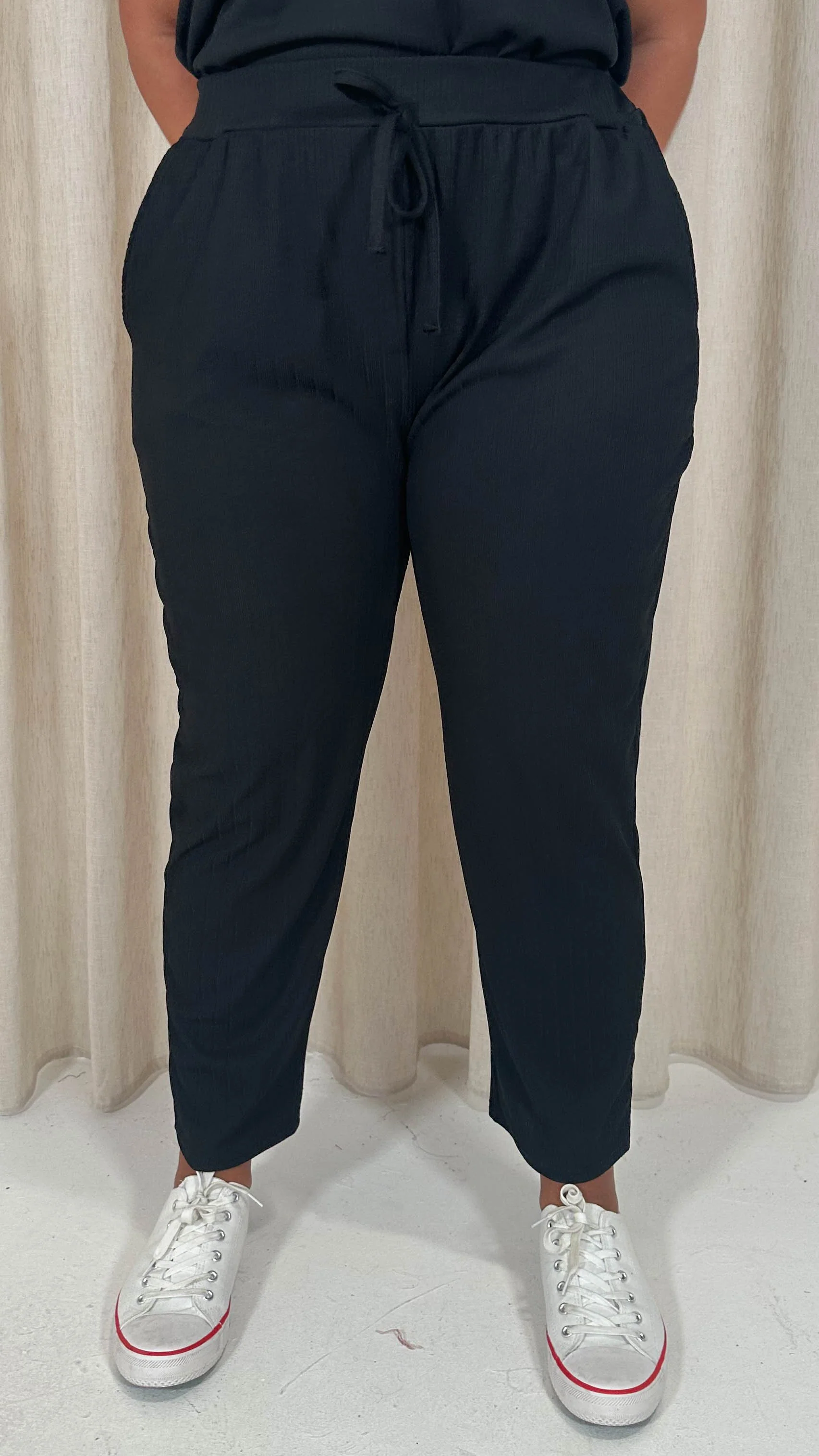 CurveWow Rib Lounge Jogger Black - Image 4