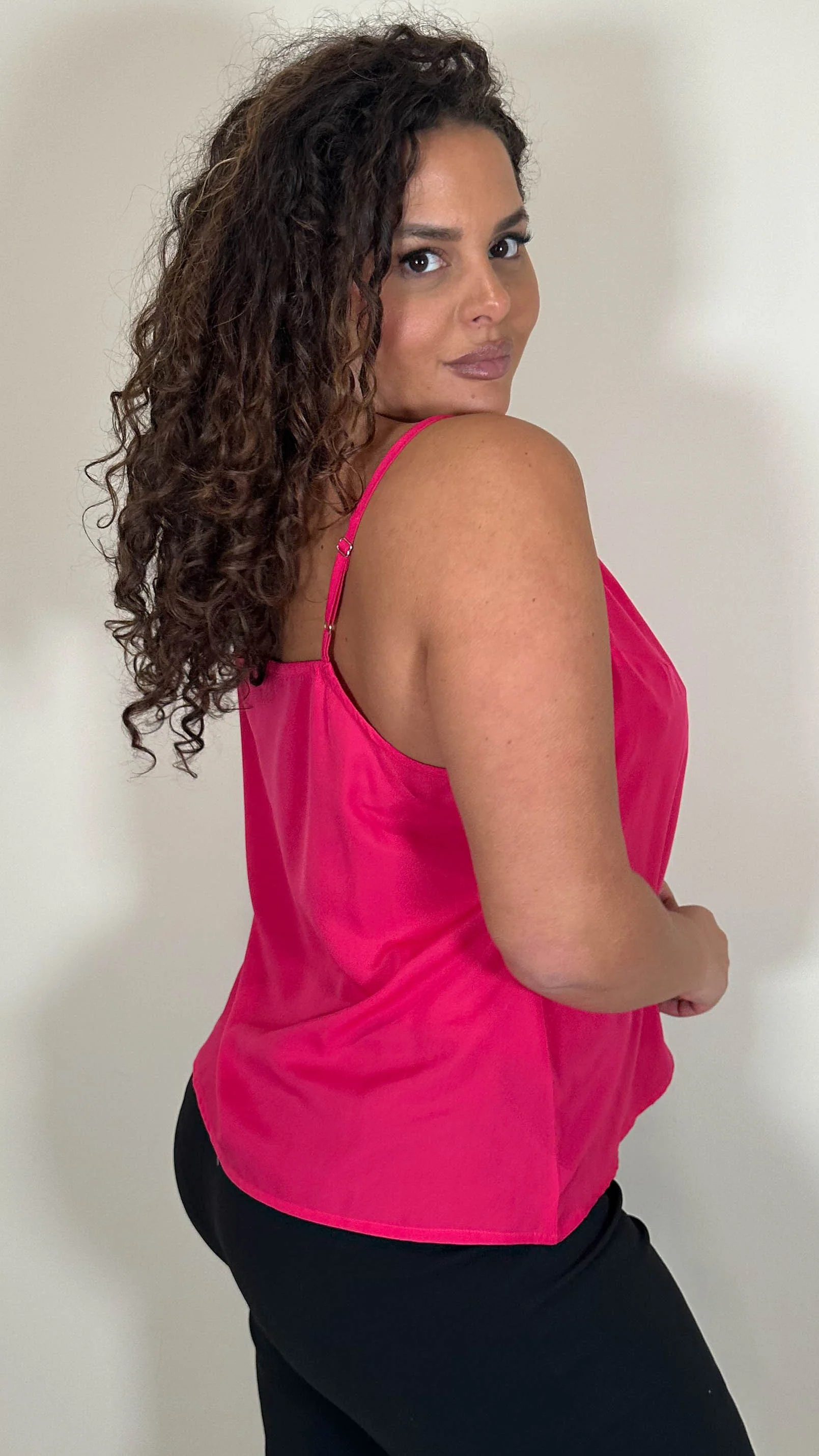 CurveWow Basic Woven Swing Vest Pink - Image 9