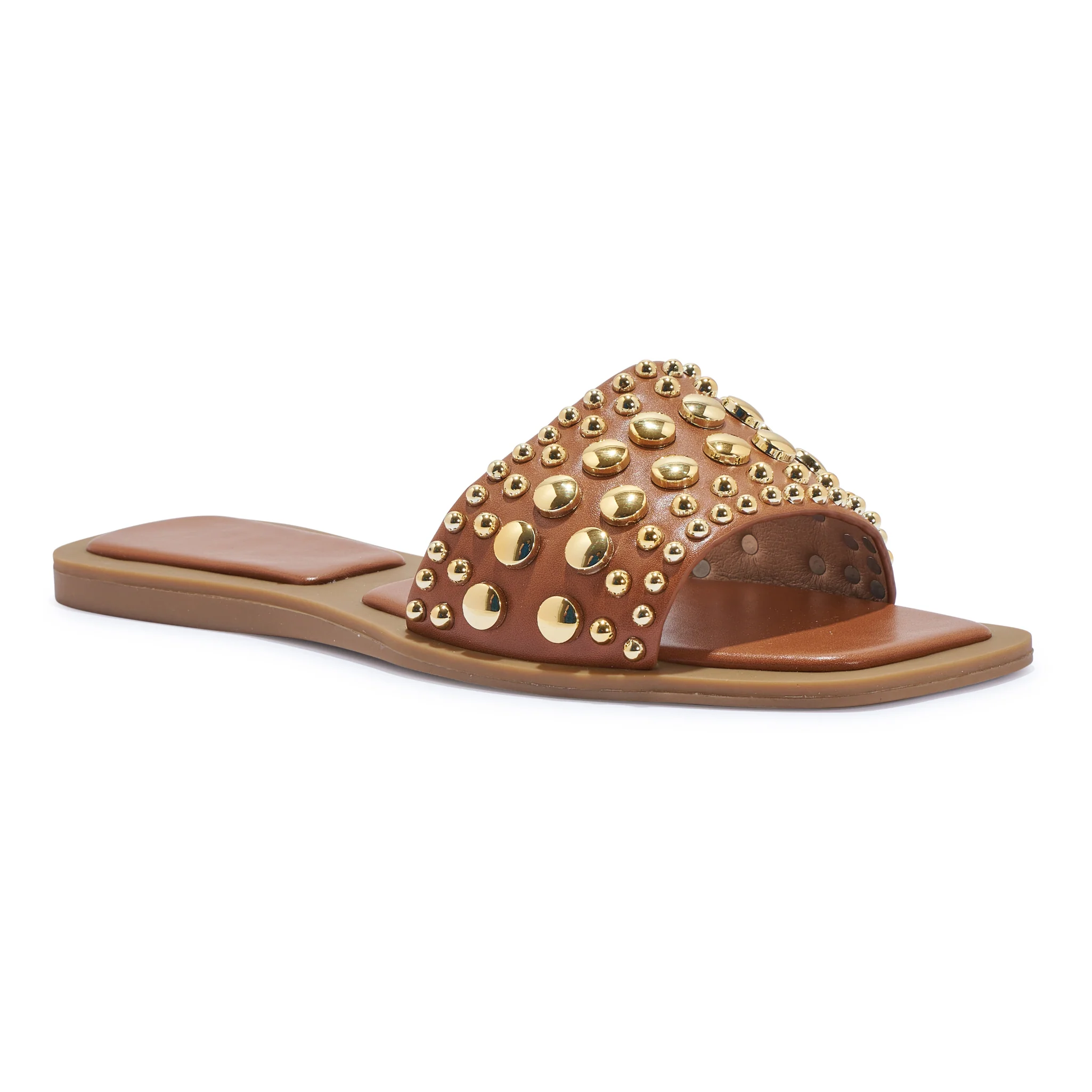 Clear Studded Mule Sandal Tan - Image 2