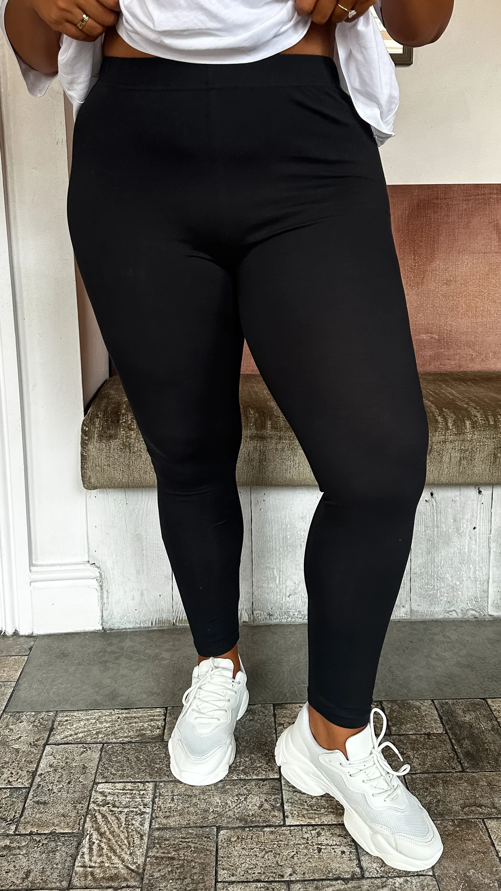 CurveWow 2 Pack Basic Leggings Black/Grey - Image 3
