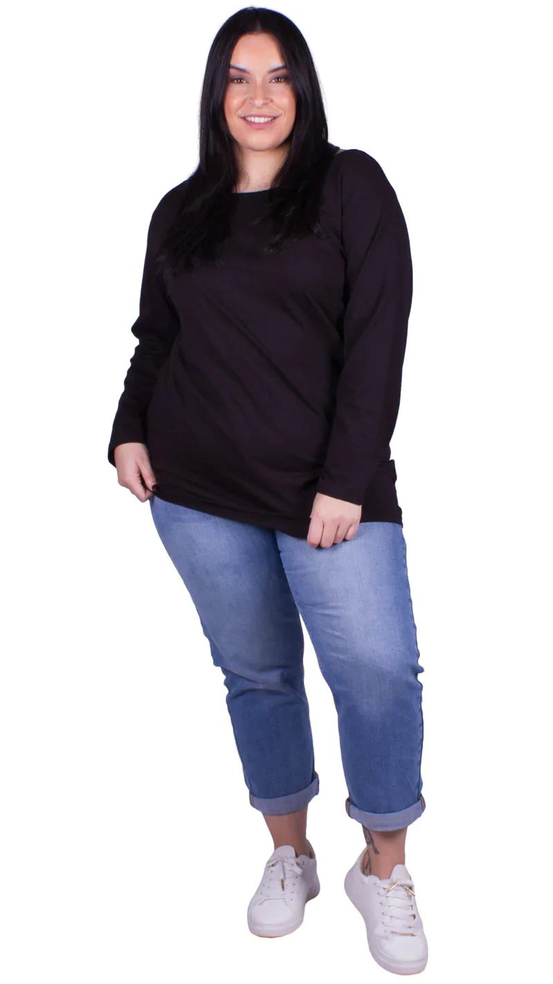 CurveWow 2 PACK Scoop Neck Long Sleeve Top - Black & Ultra Violet - Image 3
