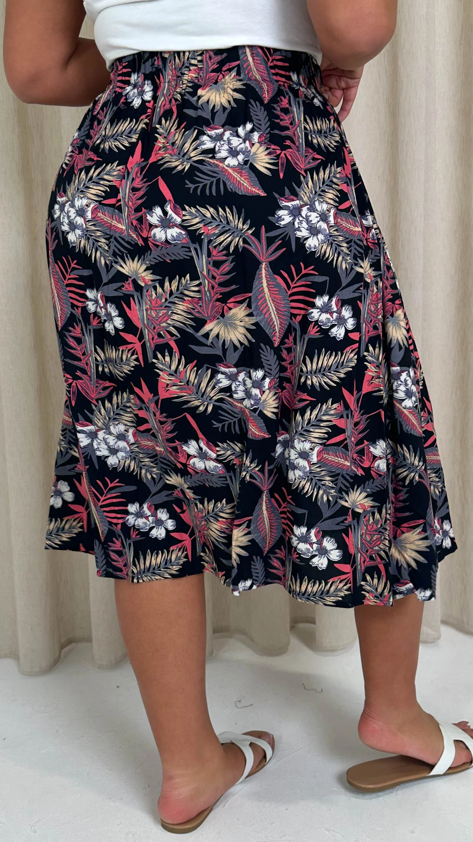 CurveWow Aline Midi Skirt Tropical Flower - Image 8