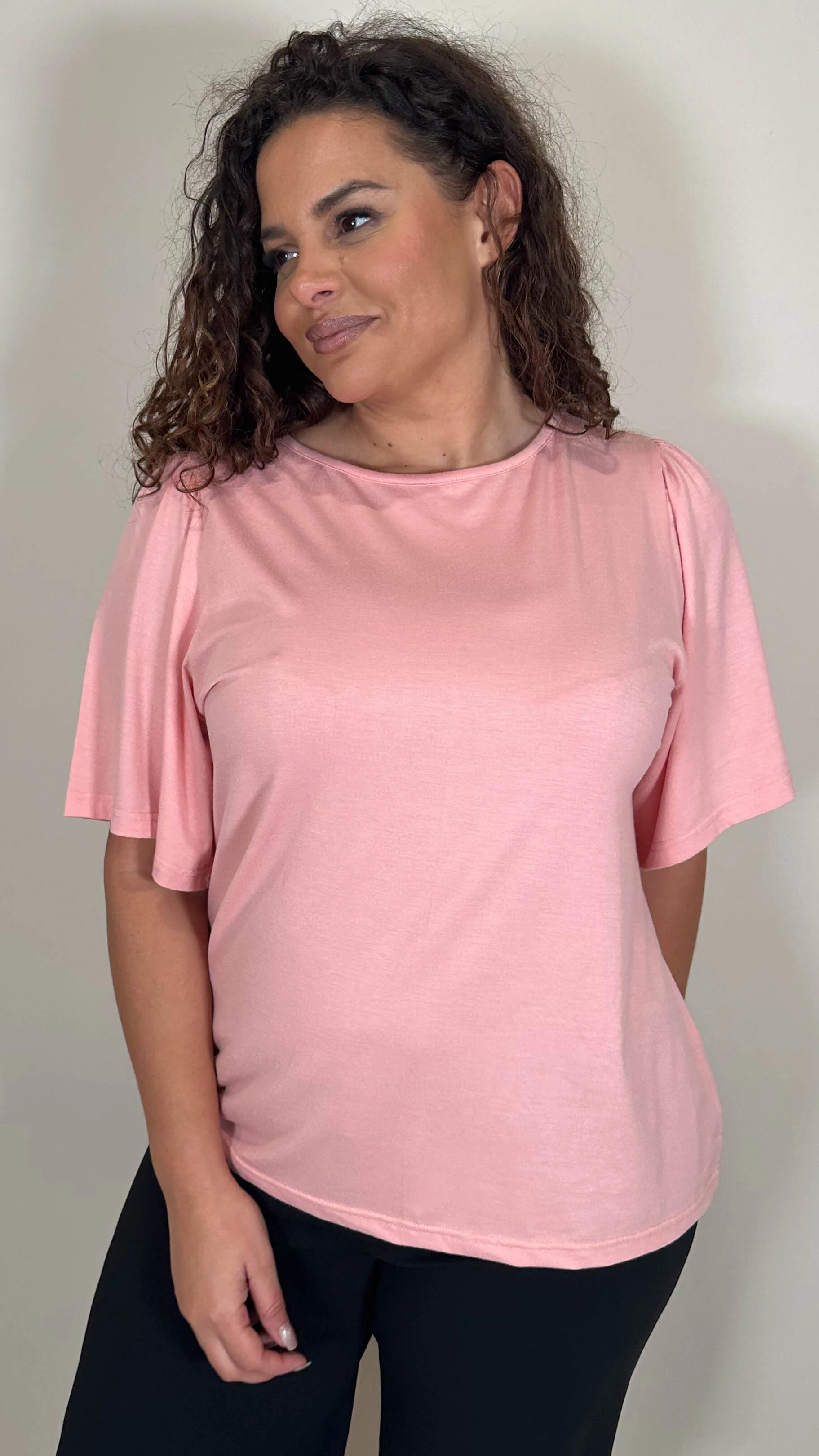 CurveWow Angel Sleeve Shirt Mauve Pink - Image 6