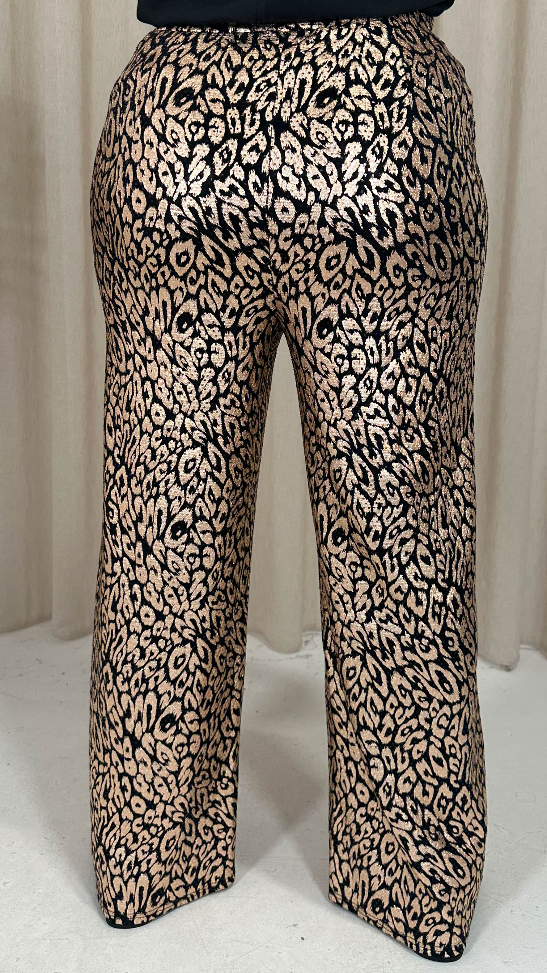 CurveWow Animal Glitter Wideleg Trourser Gold - Image 8