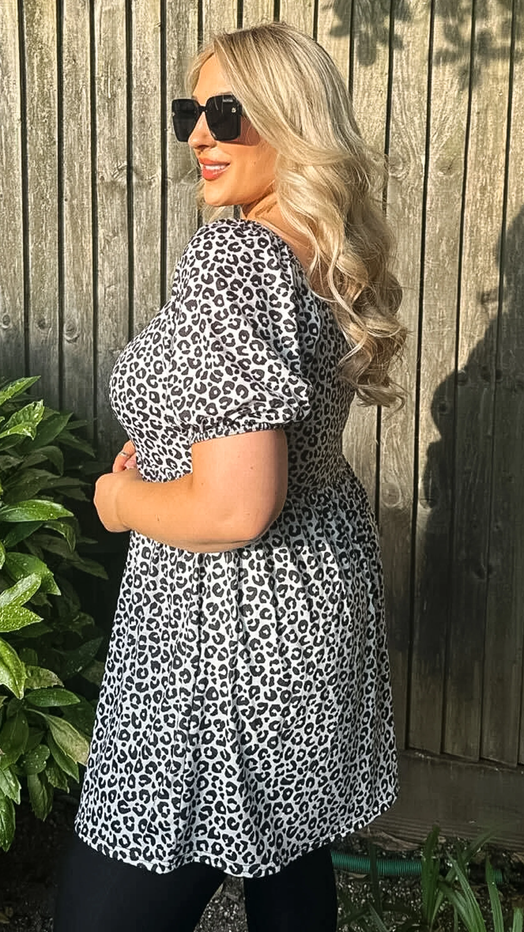 CurveWow Animal Print Square Neck Tunic White - Image 2