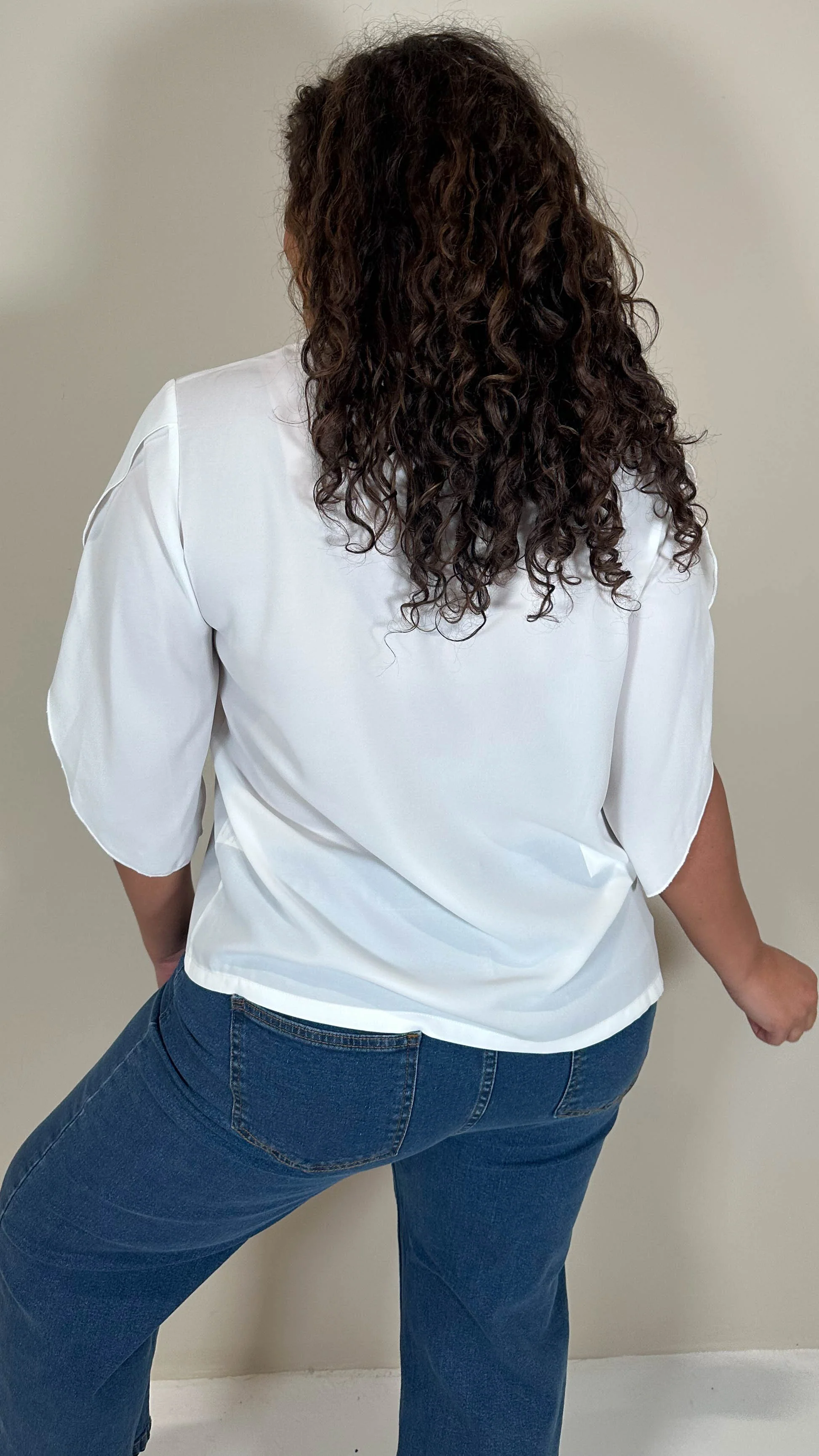 CurveWow Asymmetric Neck Top White - Image 8