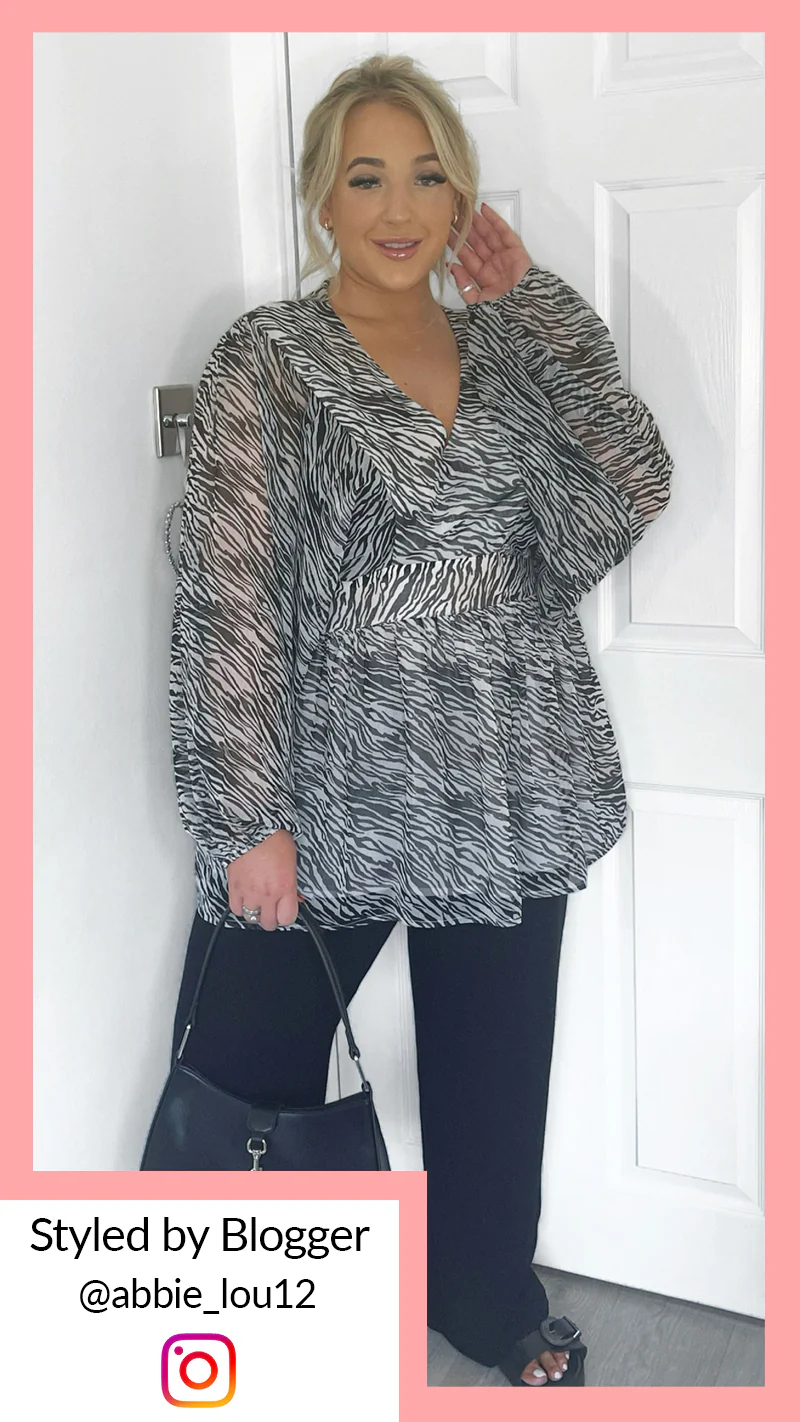 CurveWow Balloon Sleeve Blouse Zebra Print - Image 2