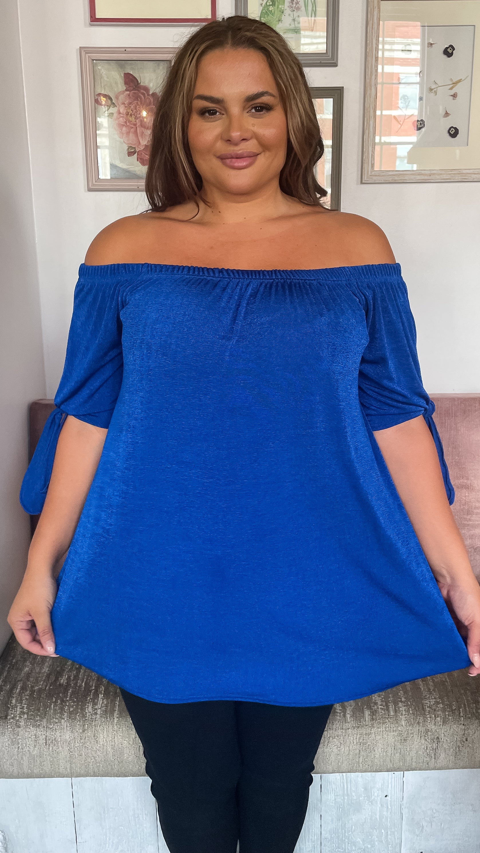 CurveWow Bardot Top Blue - Image 5