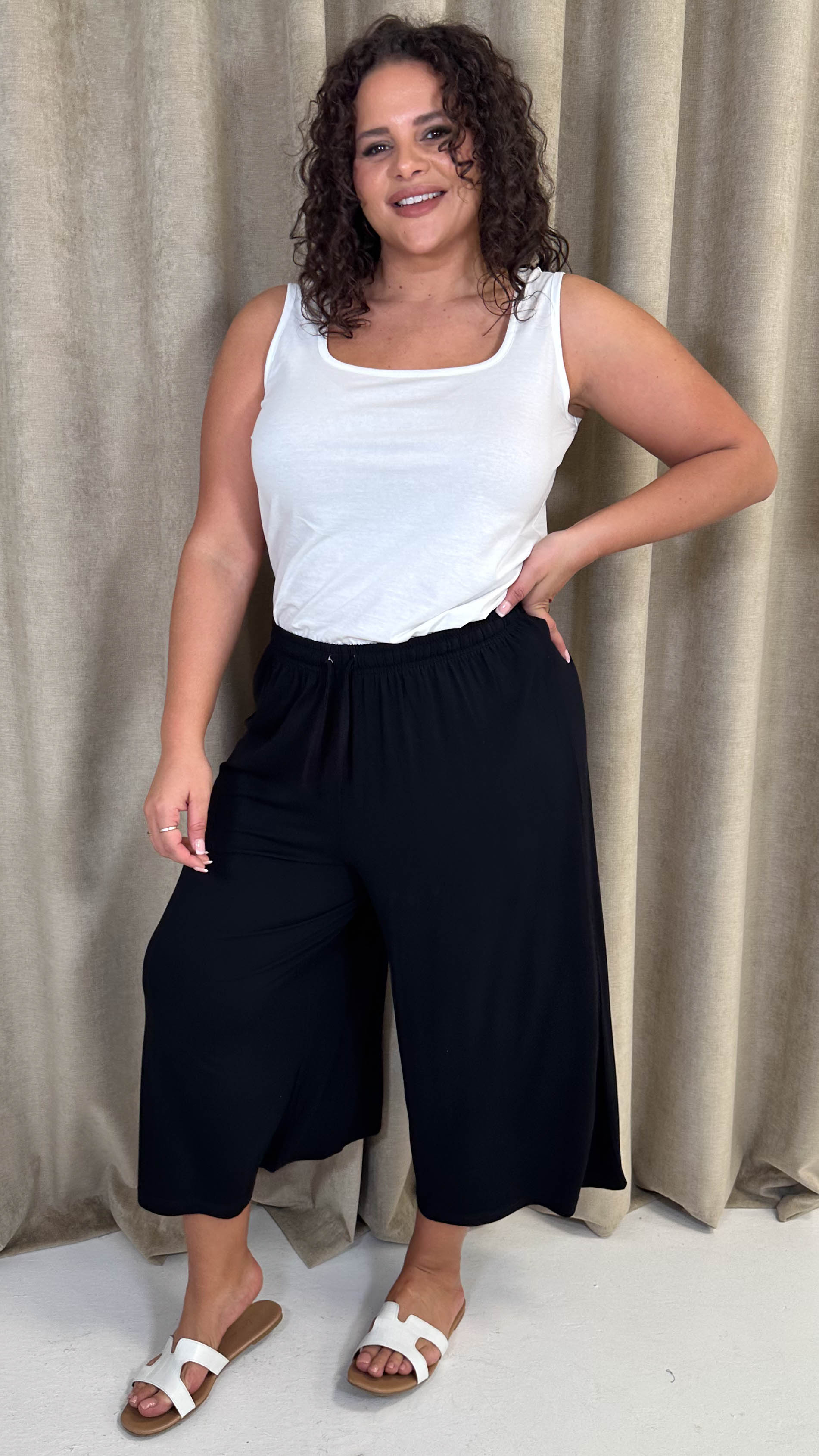 CurveWow Basic Culotte Trousers Black - Image 3