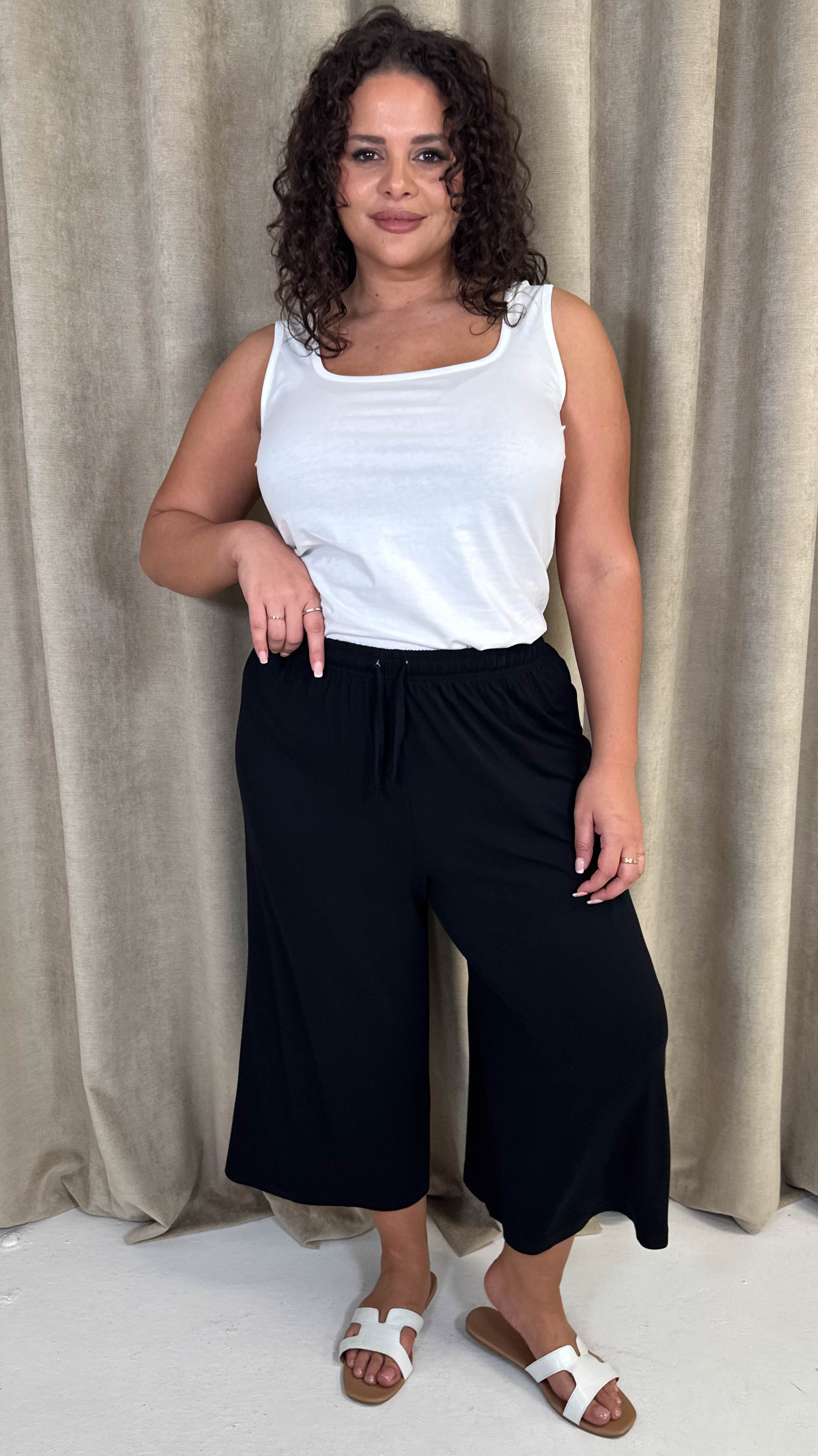 CurveWow Basic Culotte Trousers Black - Image 6