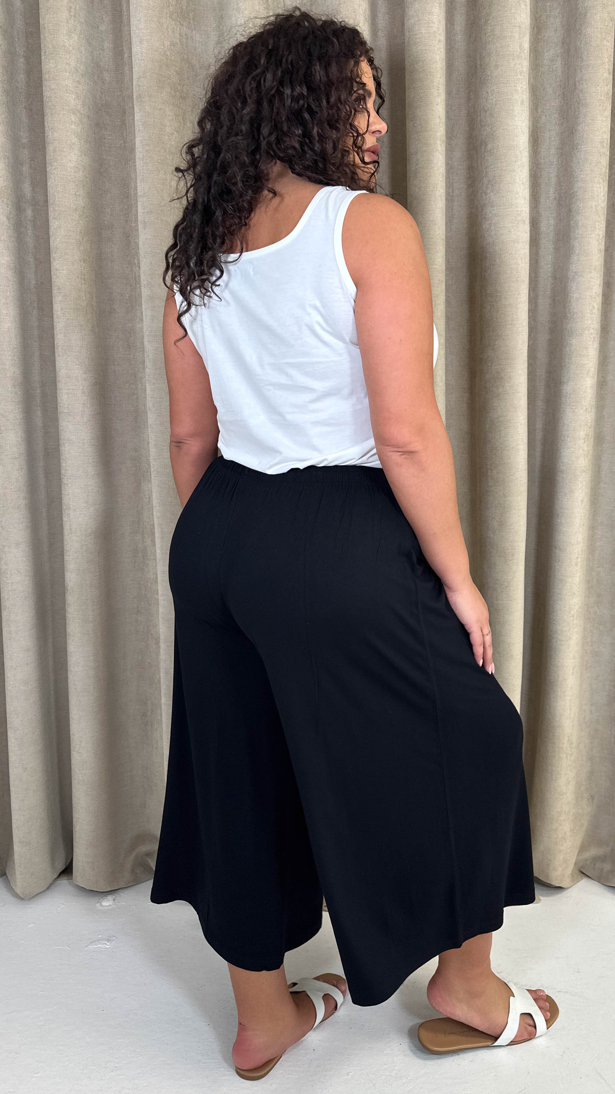 CurveWow Basic Culotte Trousers Black - Image 7