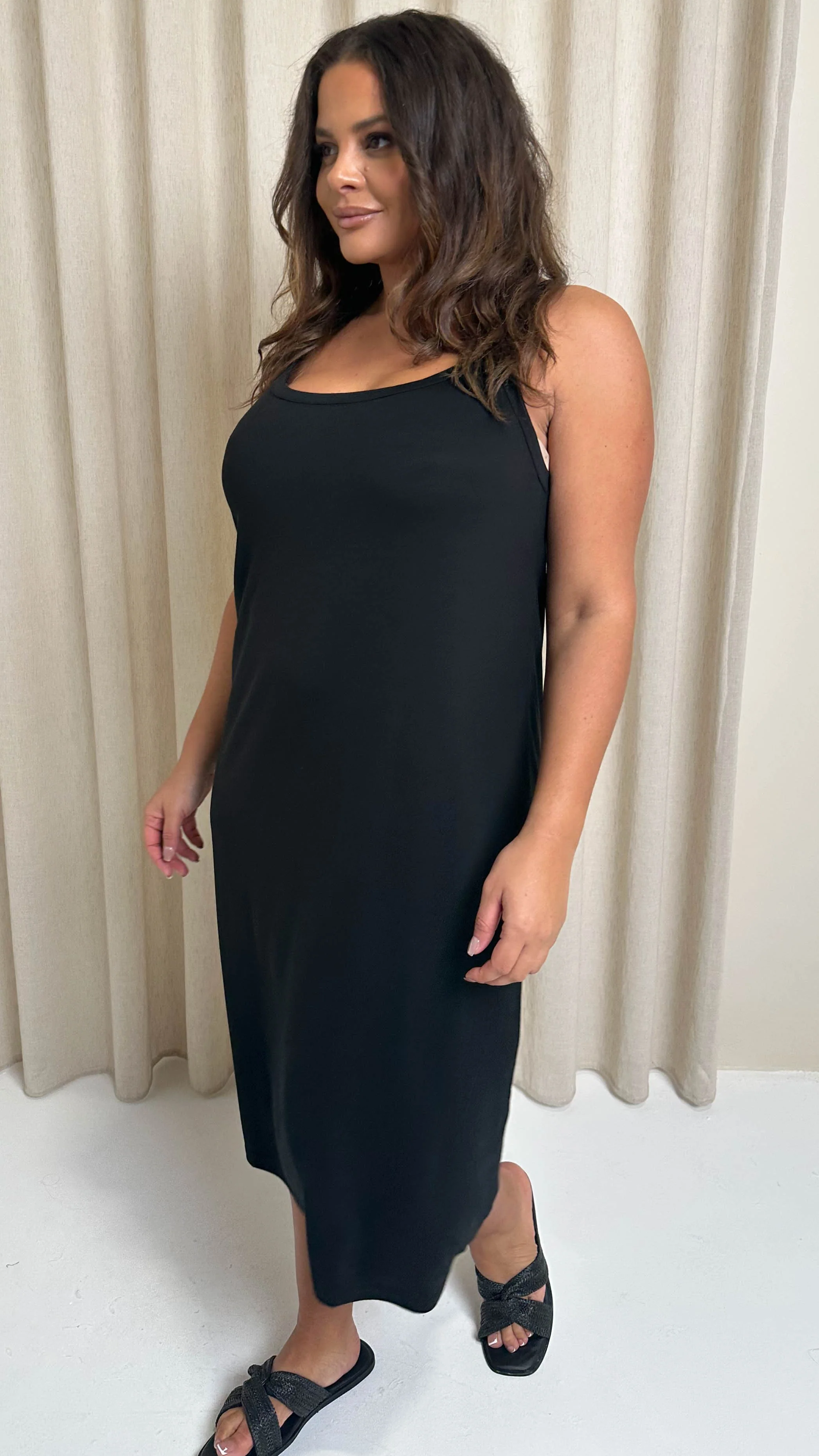 CurveWow Basic Midi Dress Black - Image 7