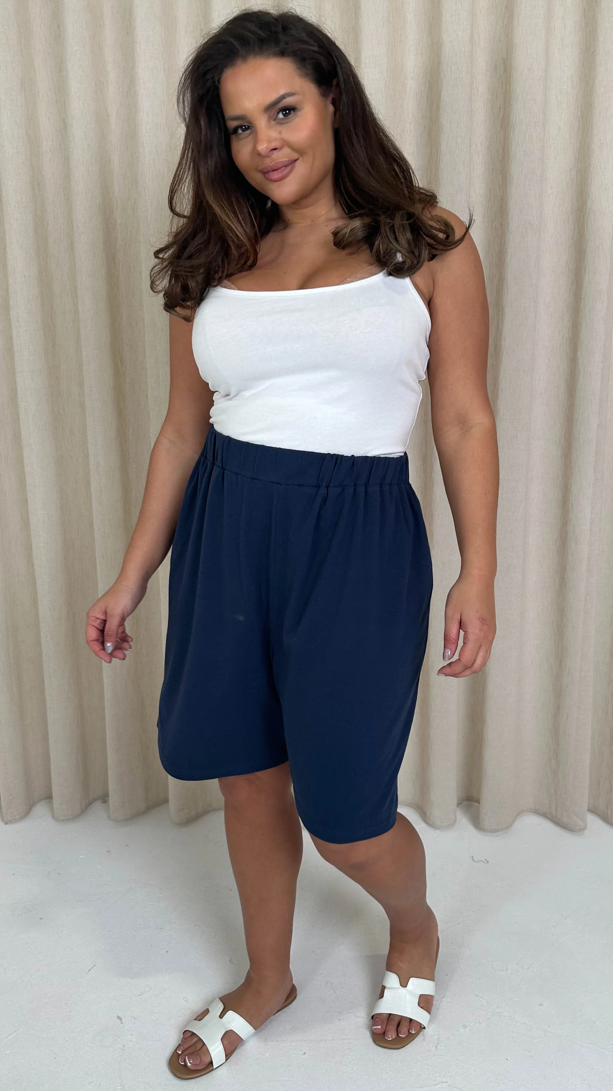 CurveWow Basic Pull On Shorts Navy - Image 4