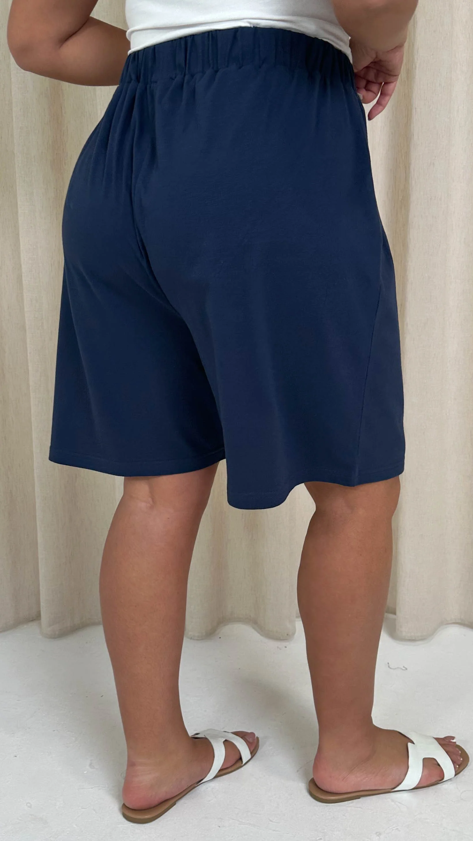 CurveWow Basic Pull On Shorts Navy - Image 6