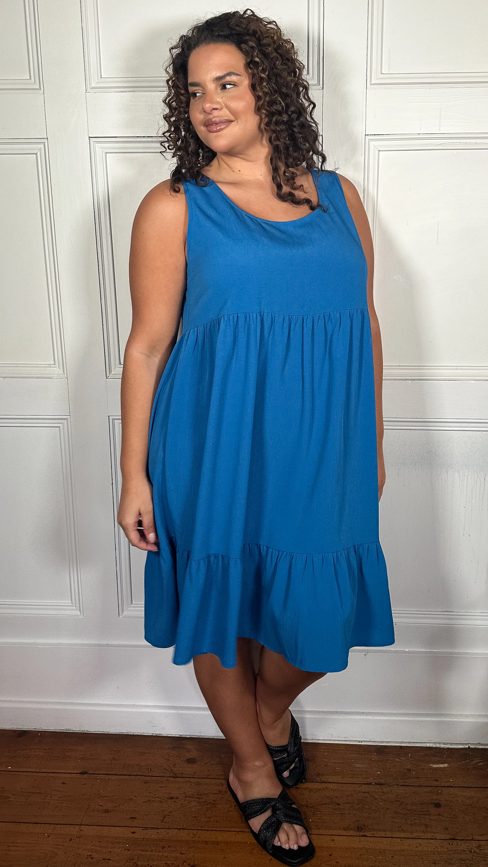 CurveWow Basic Sundress Plain Cobalt Blue - Image 4