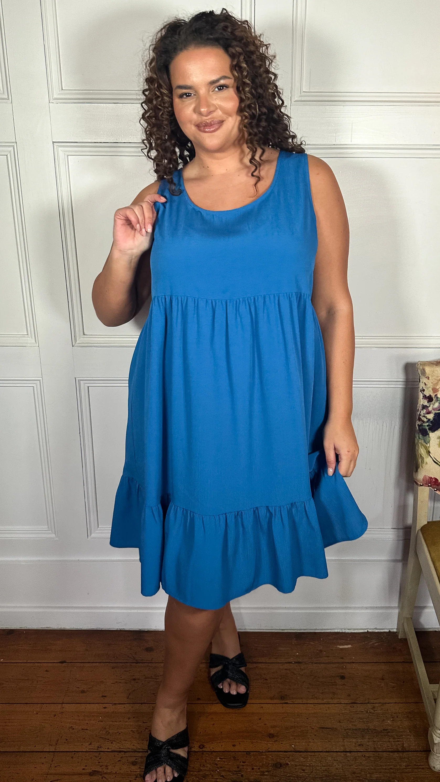 CurveWow Basic Sundress Plain Cobalt Blue - Image 5