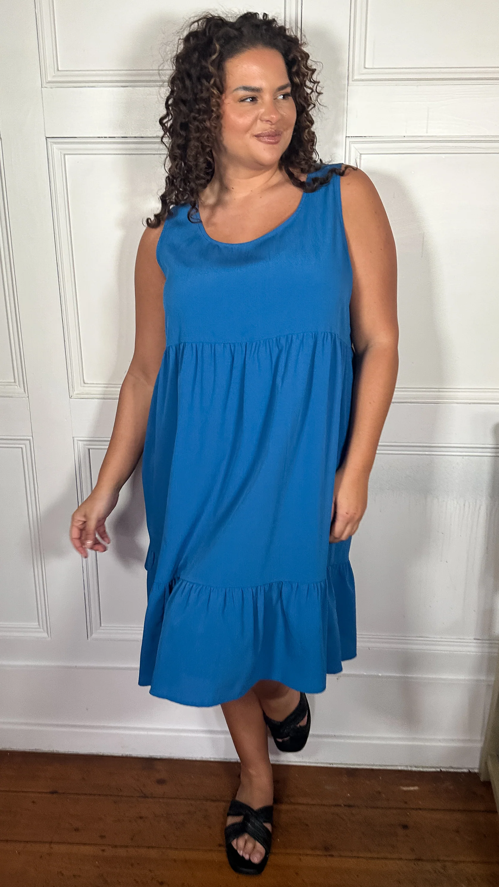 CurveWow Basic Sundress Plain Cobalt Blue - Image 7