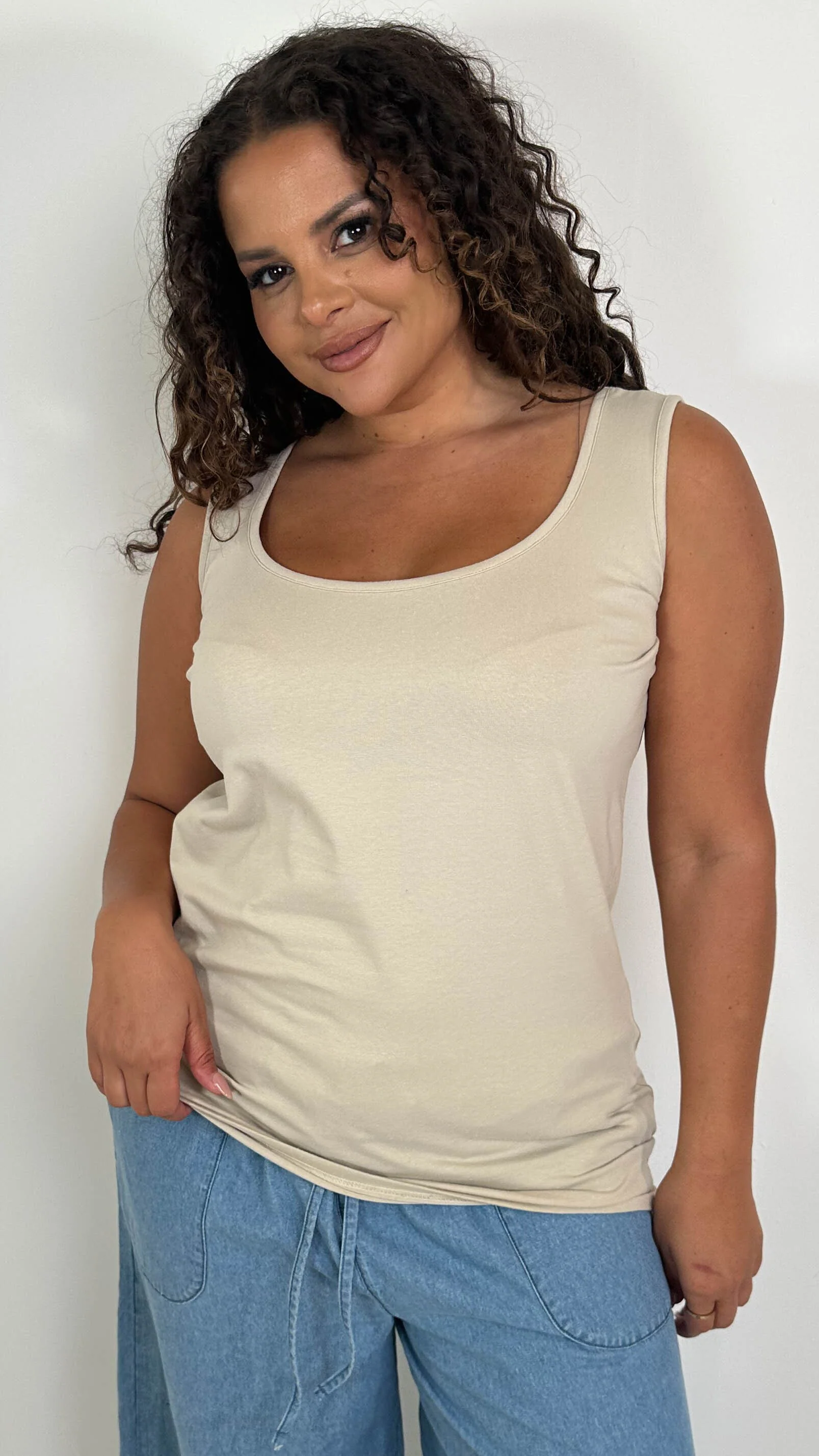 CurveWow Square Neck Basic Vest Nude - Image 5