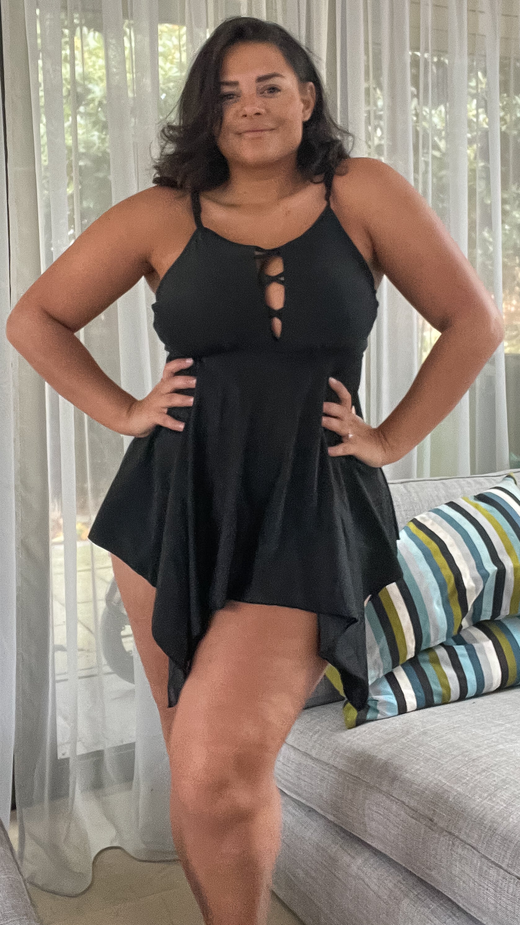 CurveWow Black Lattice Tankini Top - Image 3