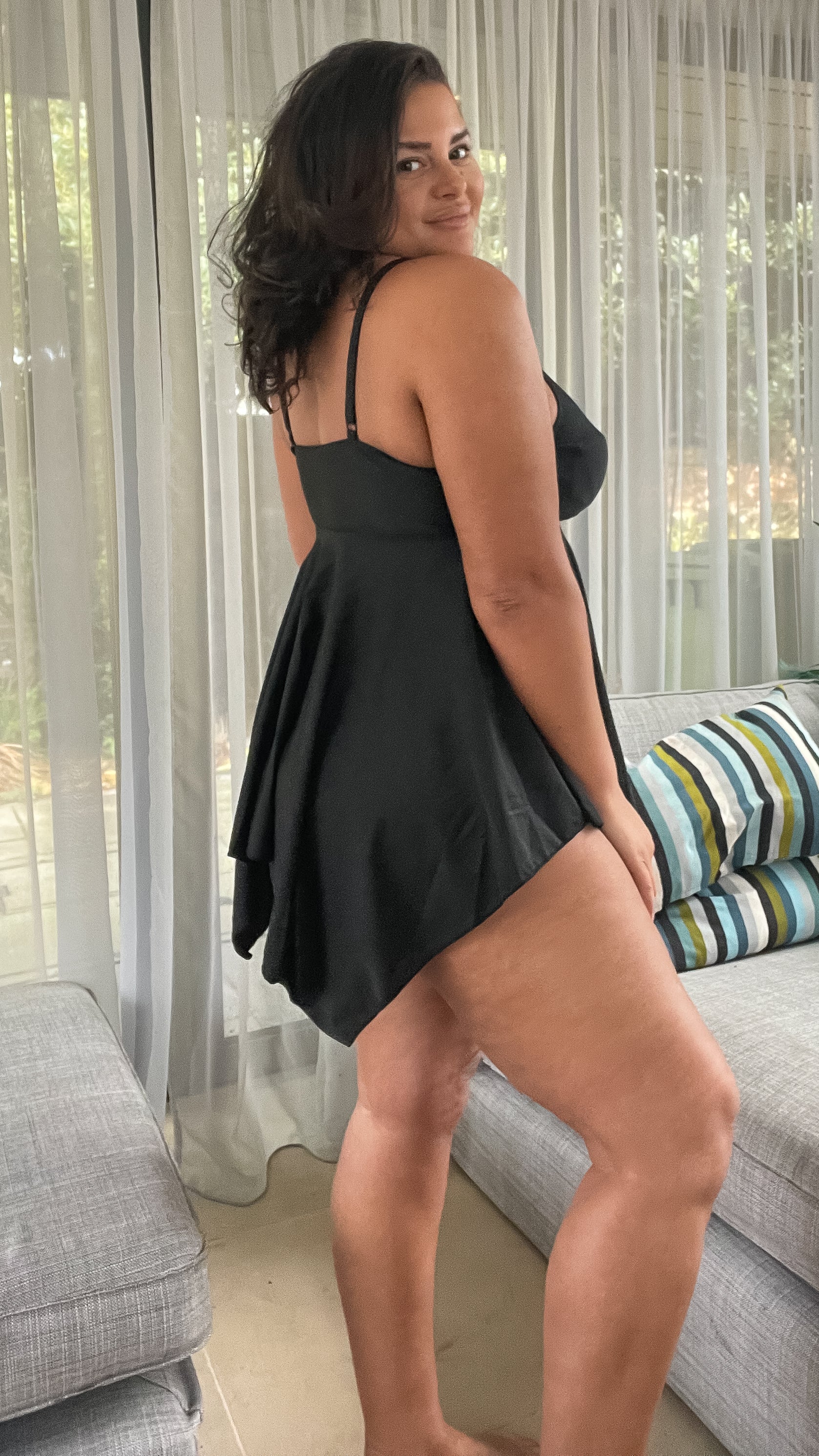 CurveWow Black Lattice Tankini Top - Image 6