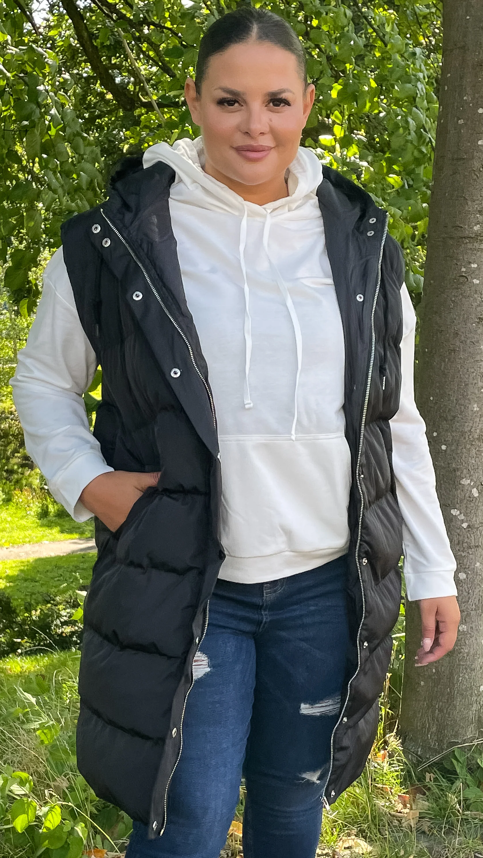 CurveWow Black Longline Gilet - Image 3