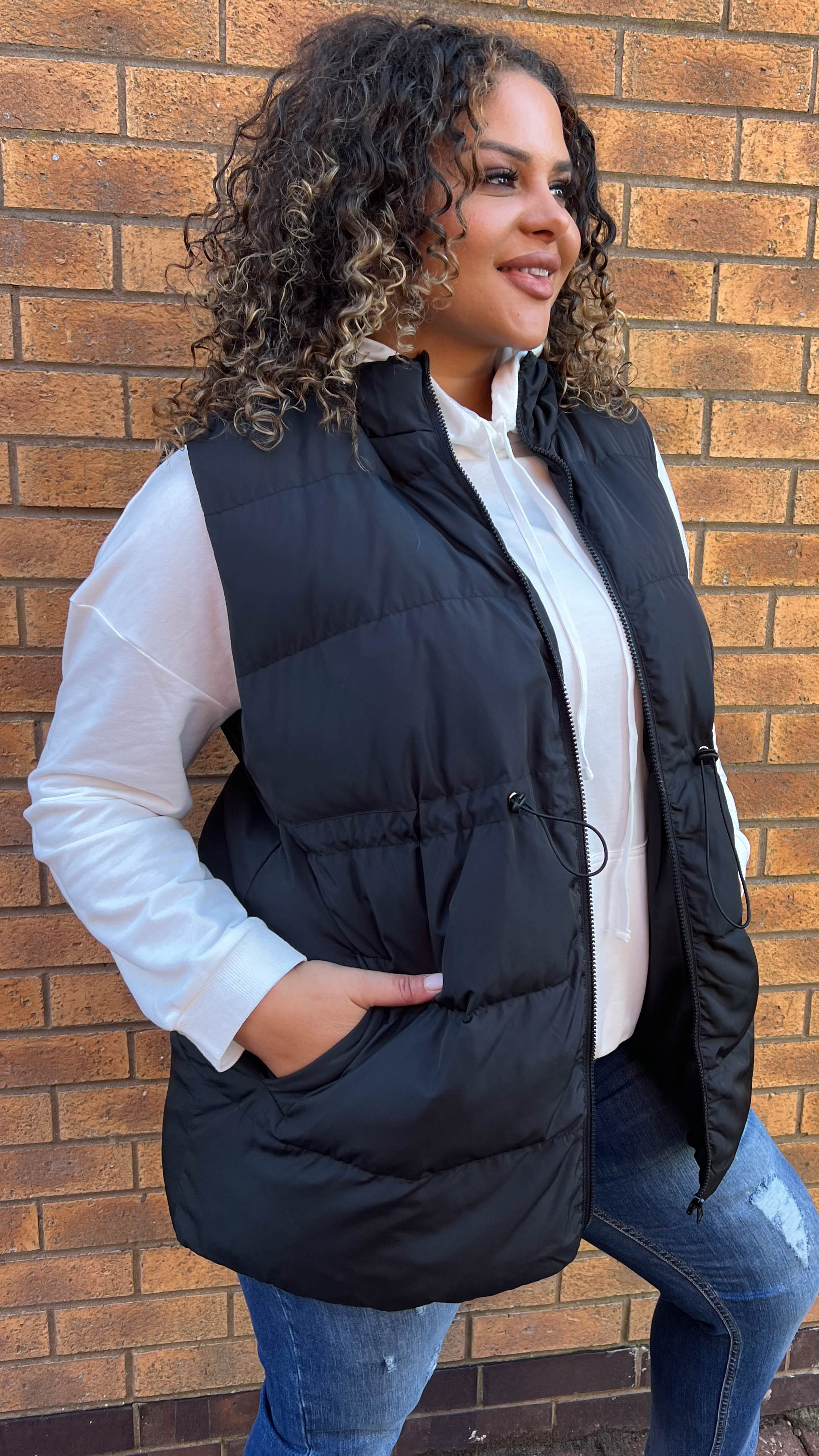 CurveWow Padded Gilet Black - Image 6