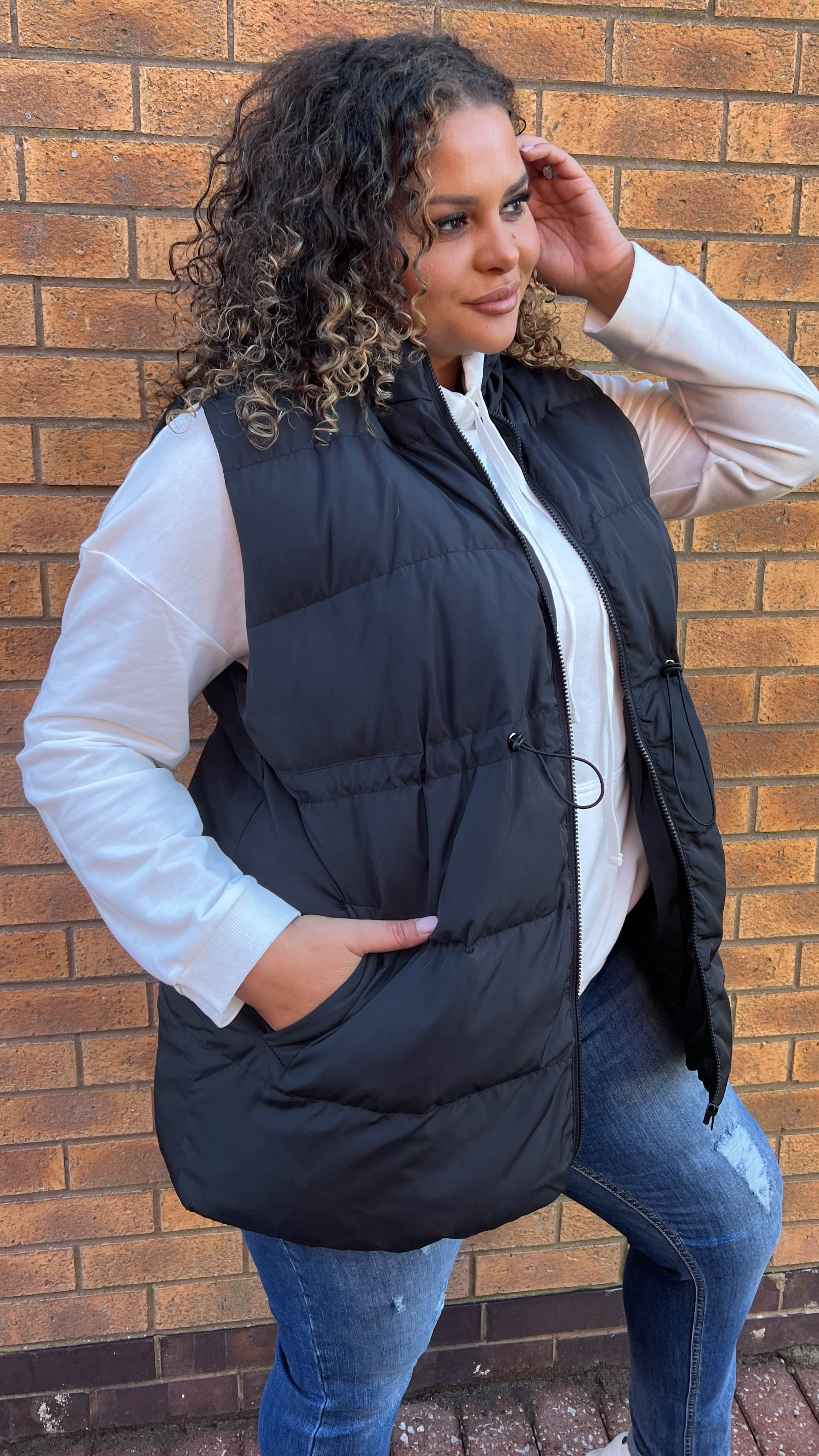 CurveWow Padded Gilet Black - Image 7