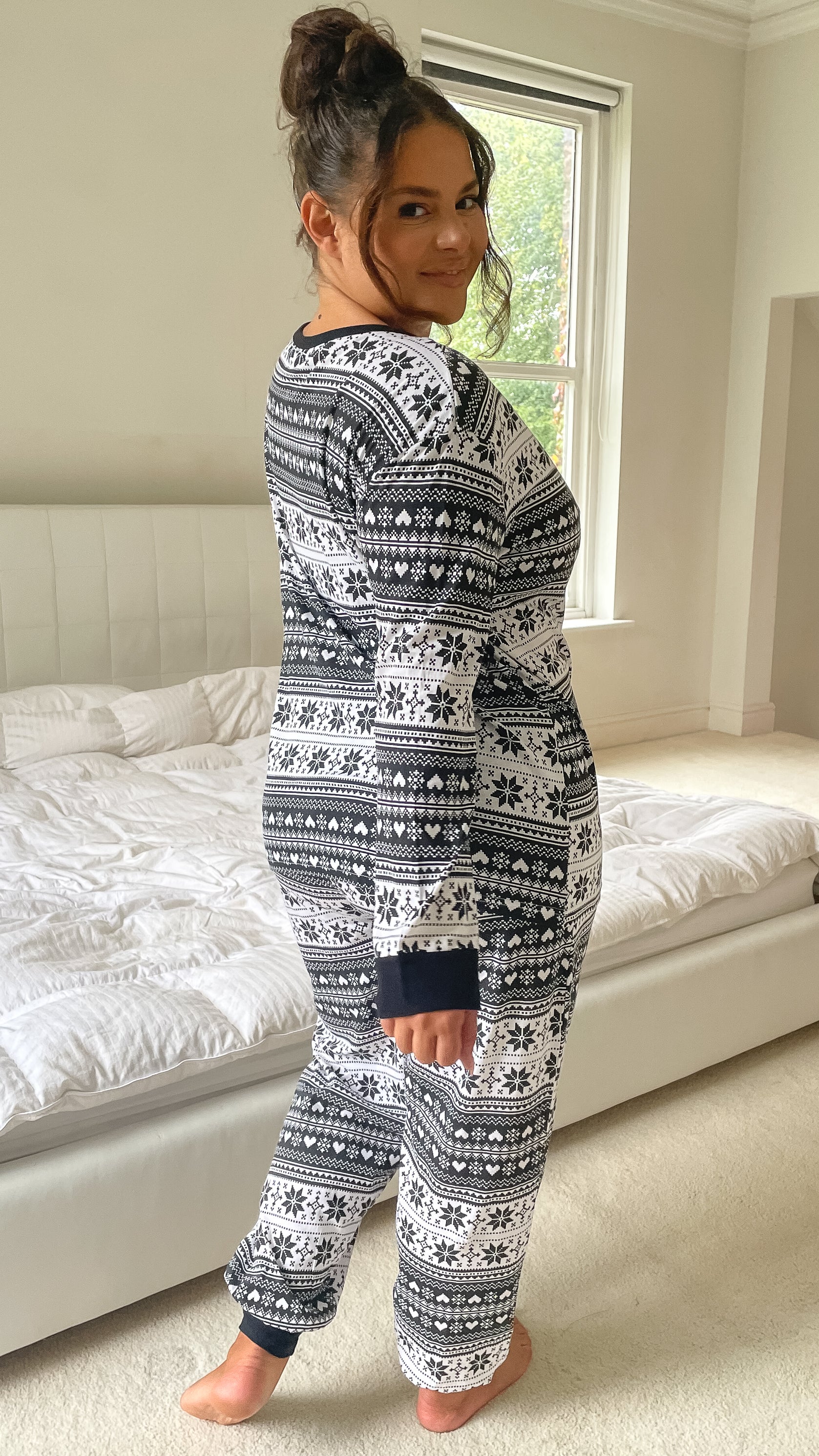 CurveWow Black & White Printed Pyjama Set - Image 5