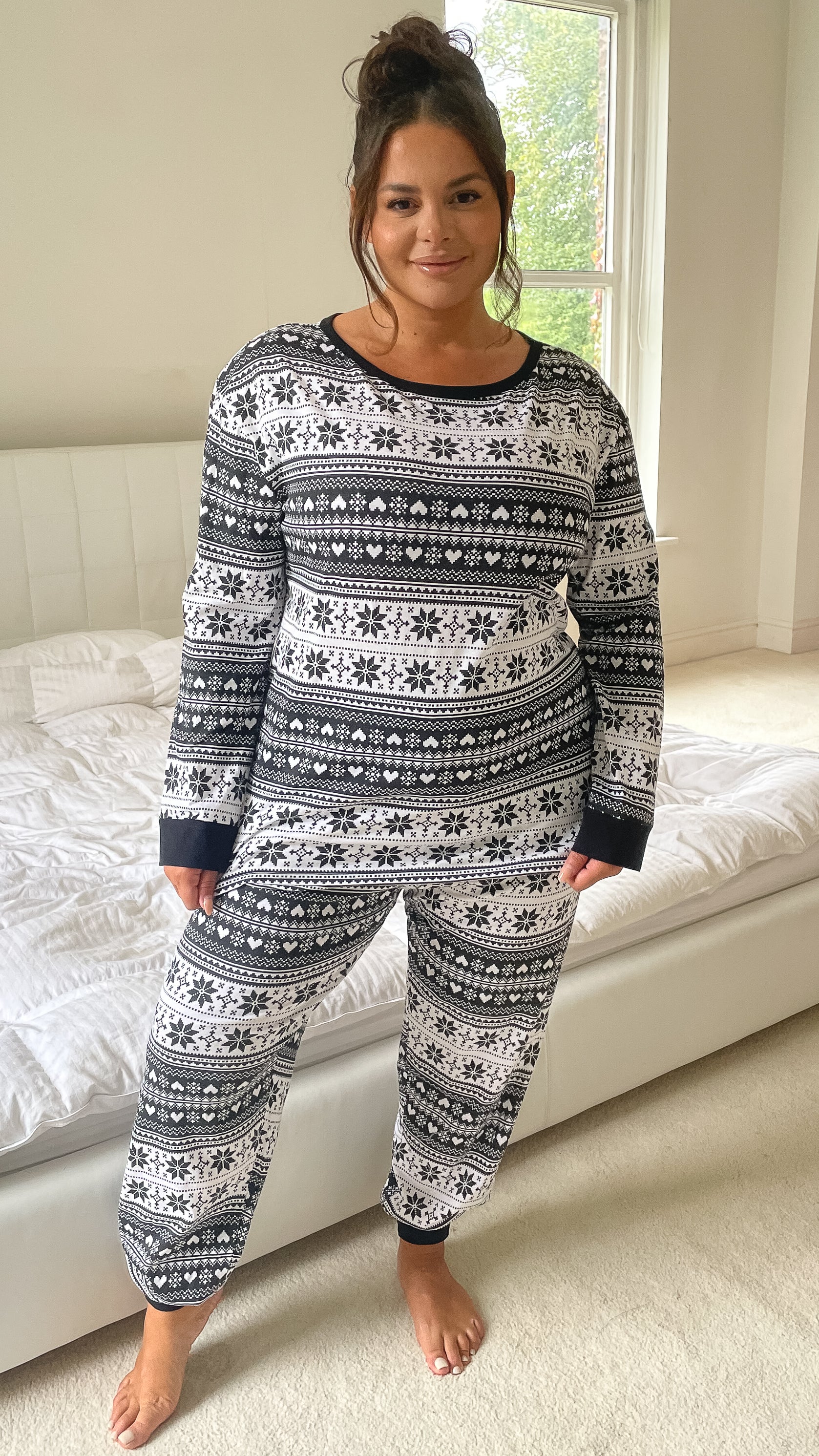 CurveWow Black & White Printed Pyjama Set - Image 7