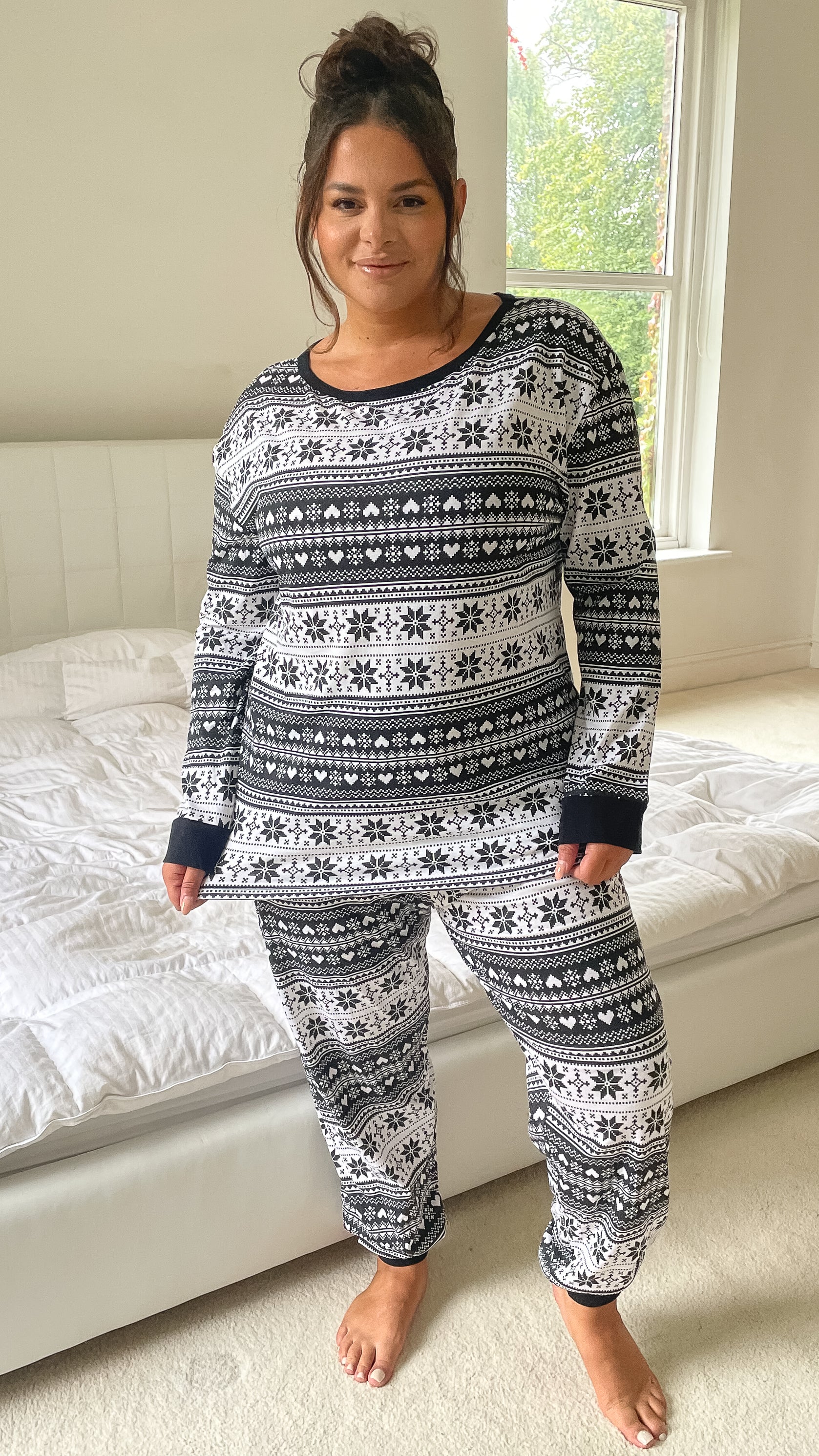 CurveWow Black & White Printed Pyjama Set - Image 8
