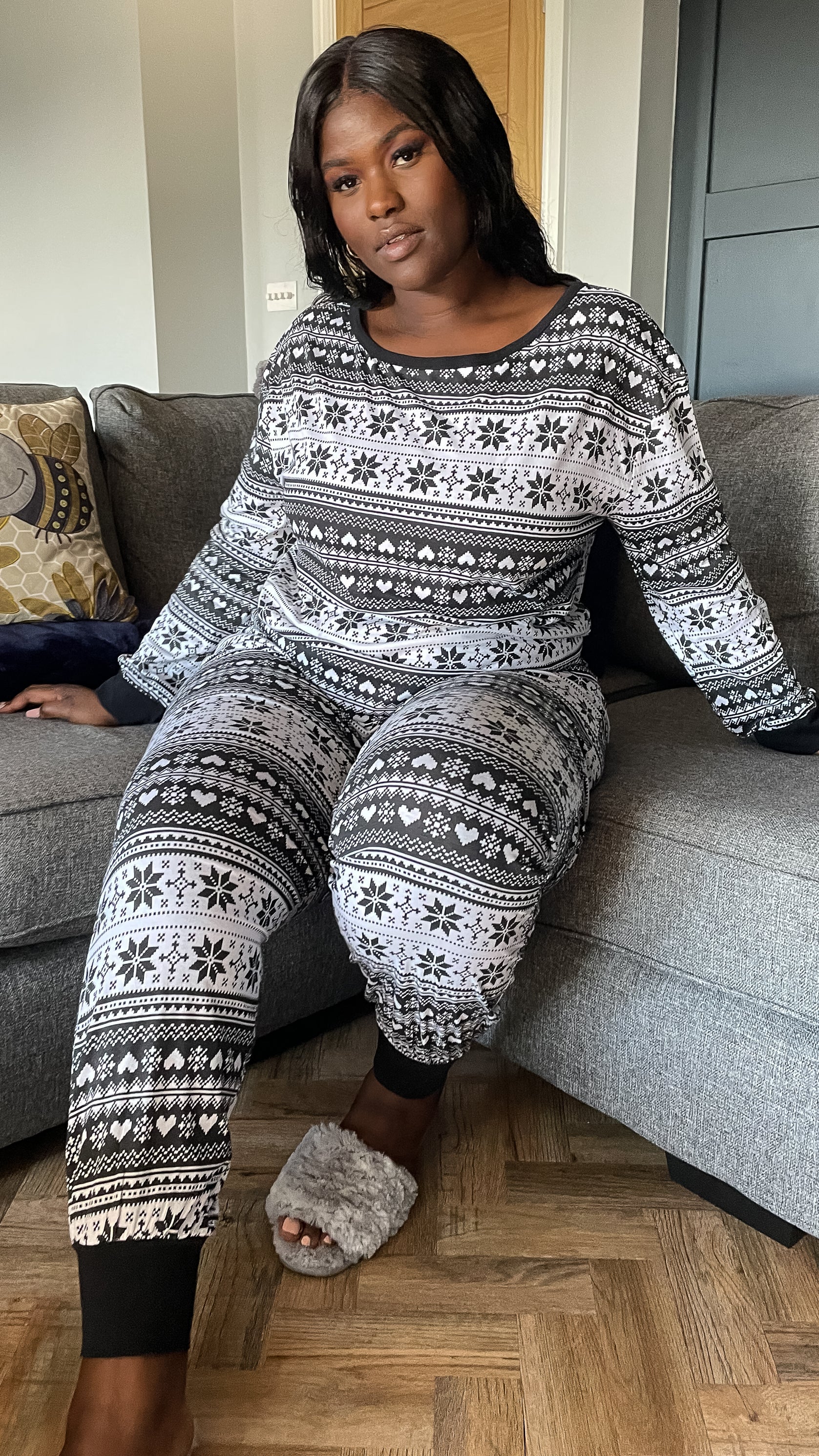 CurveWow Black & White Printed Pyjama Set - Image 9