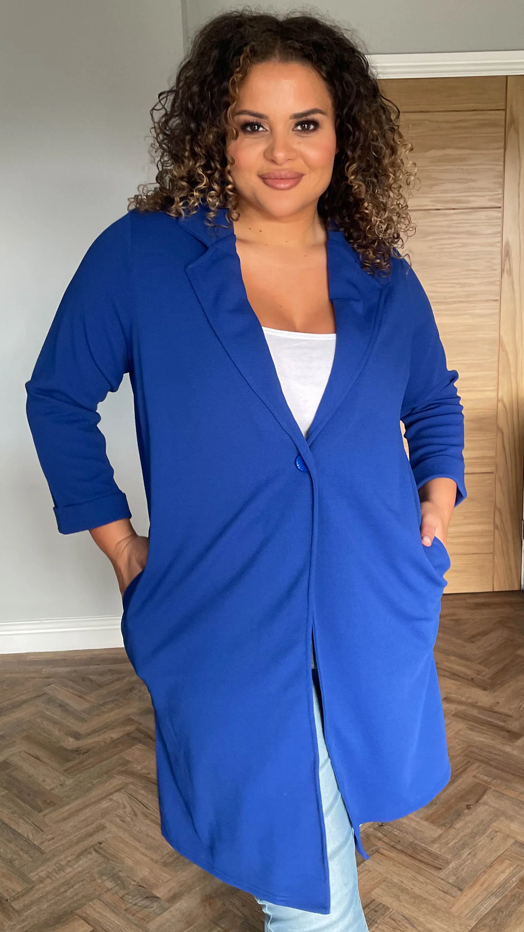 CurveWow Blazer Jacket Blue - Image 3