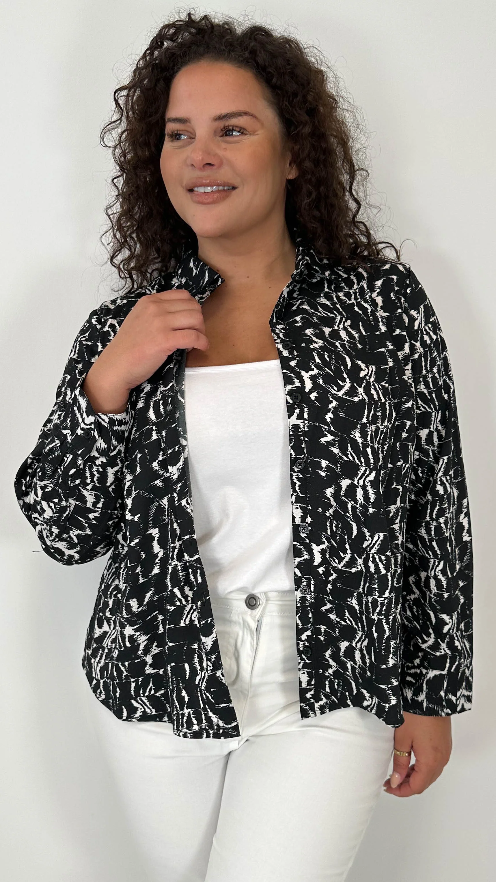 CurveWow Mono Print Long Sleeve Shirt - Image 3