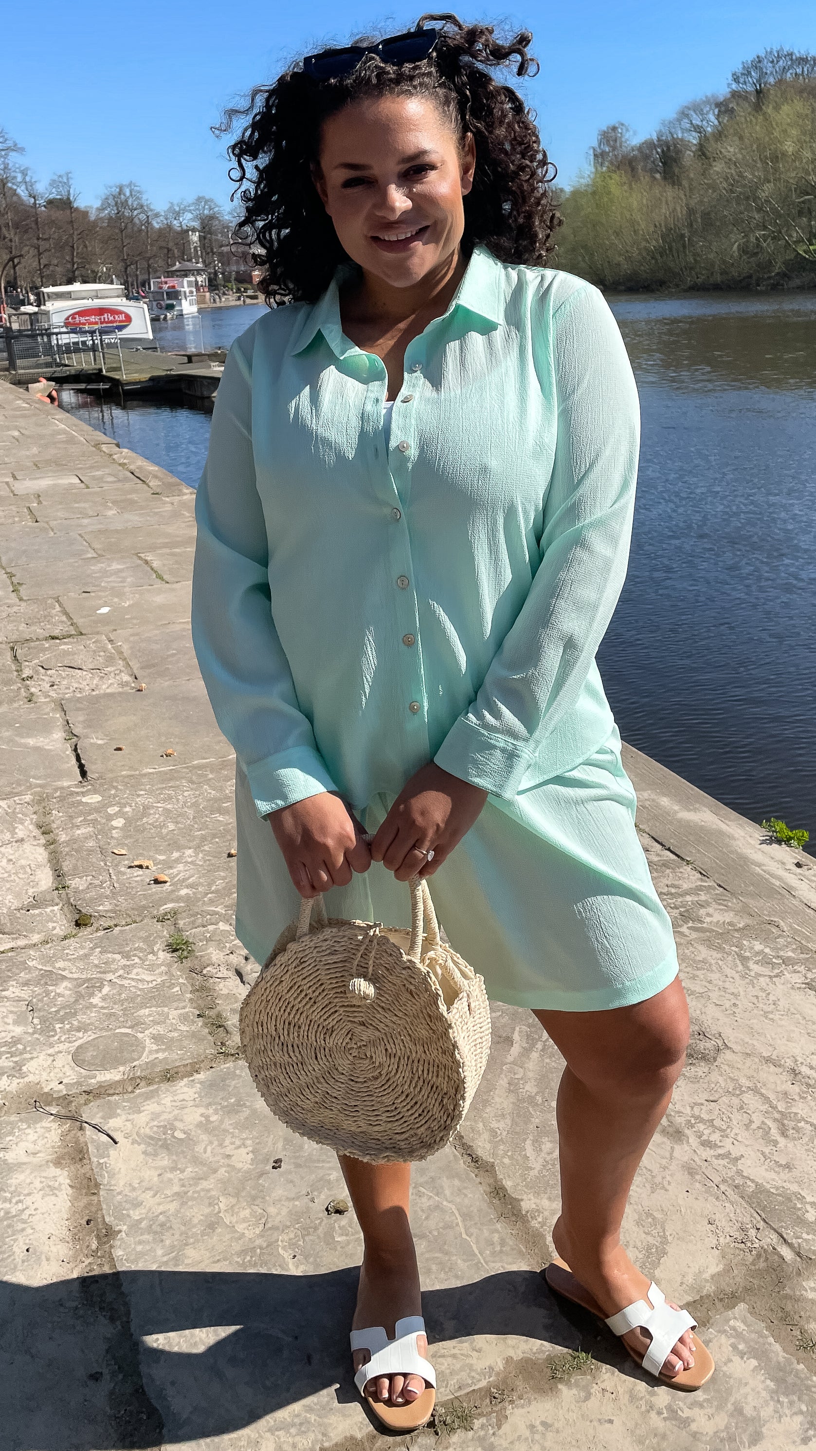 CurveWow Button Through Shirt Green - Image 5