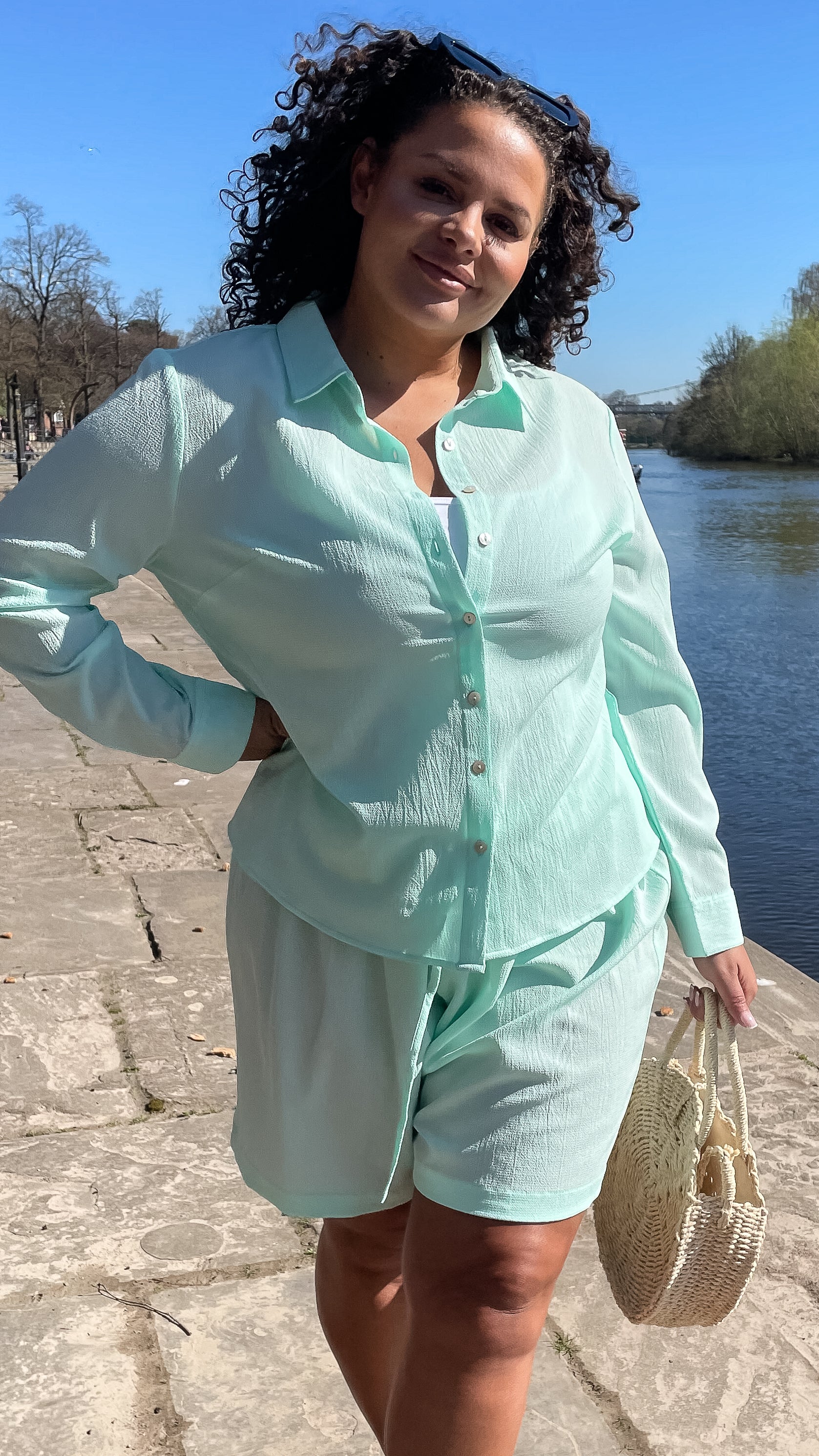 CurveWow Button Through Shirt Green - Image 6