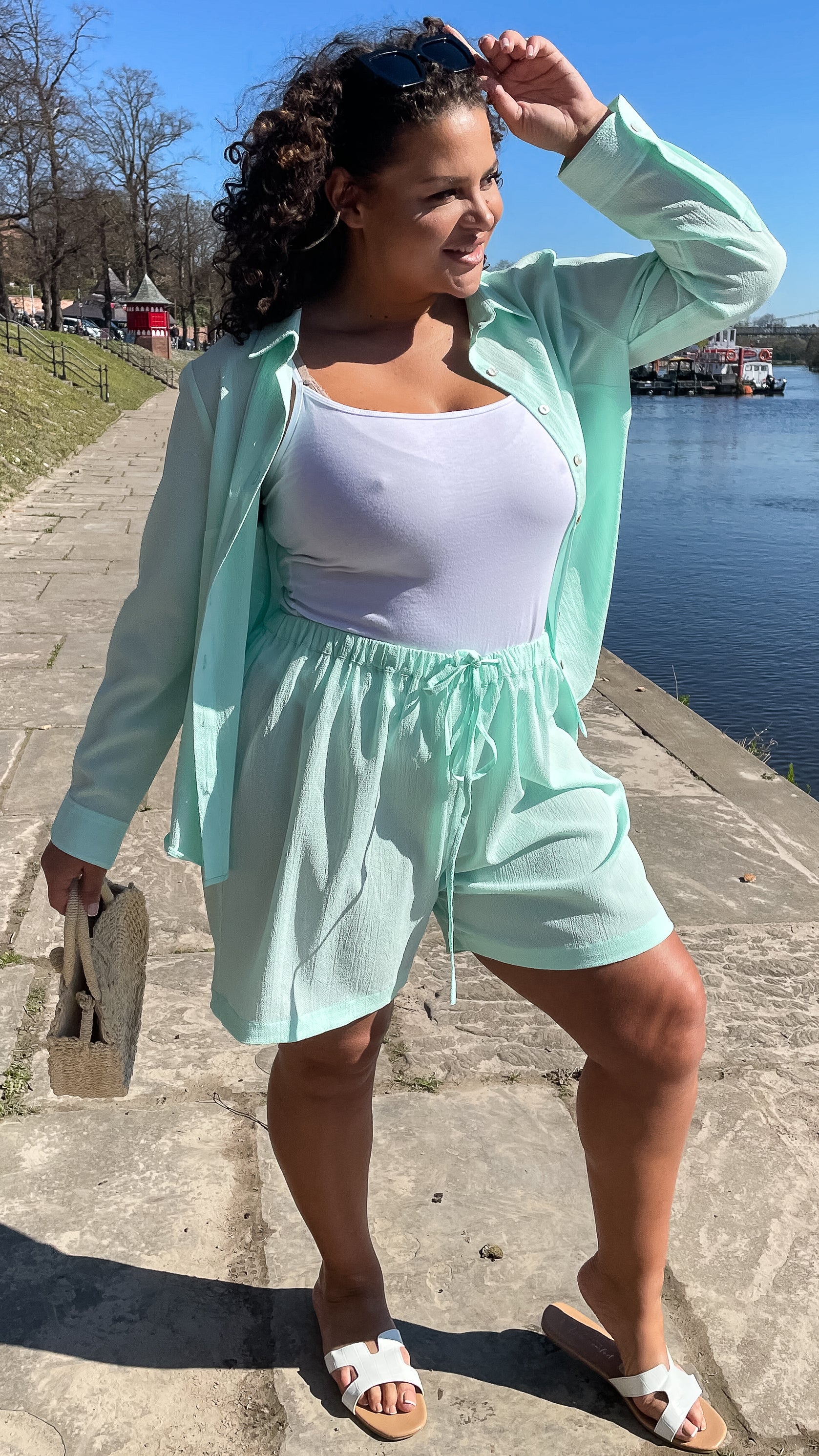 CurveWow Button Through Shirt Green - Image 8