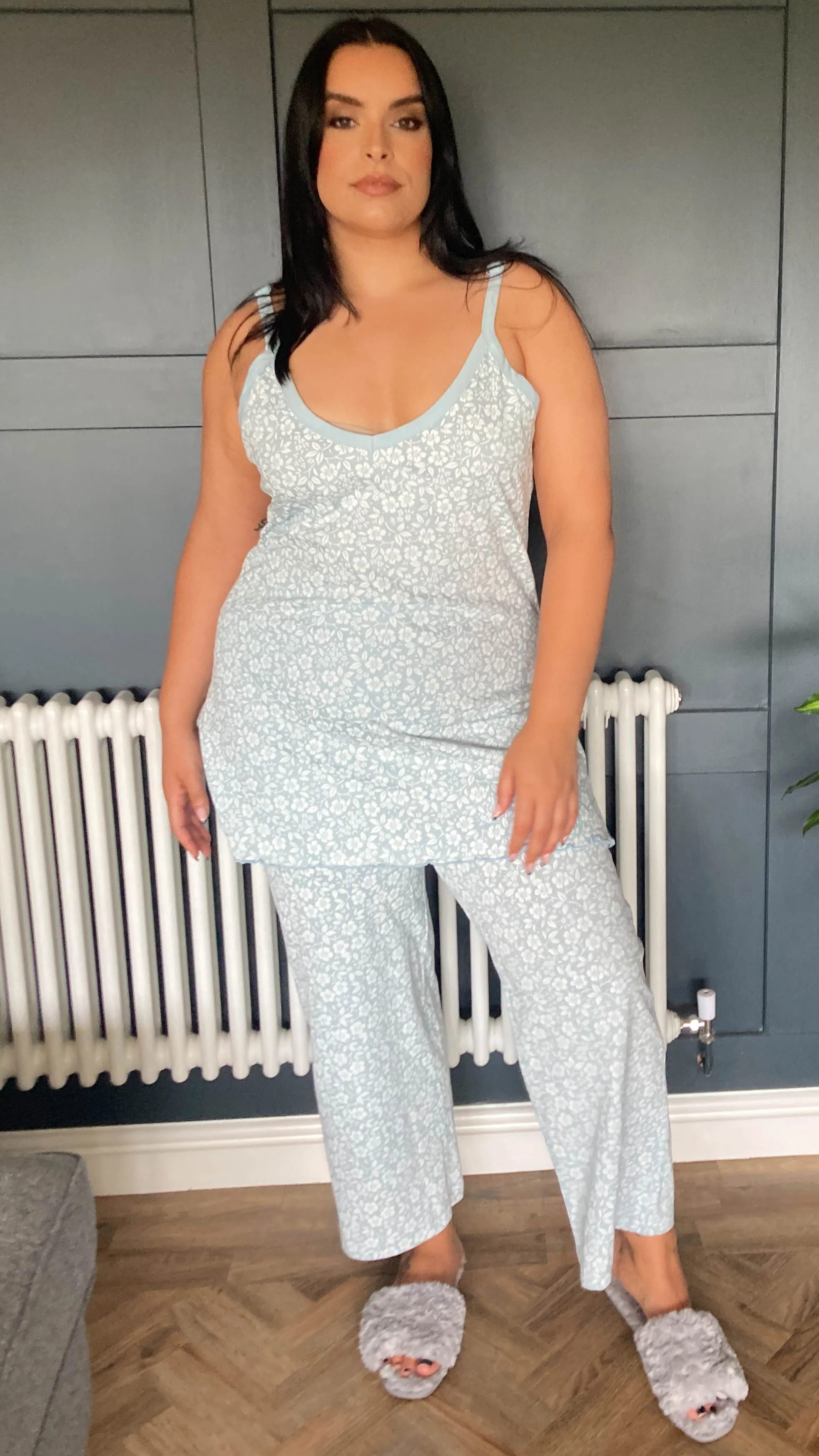 CurveWow Cami PJ Set Blue Floral - Image 4