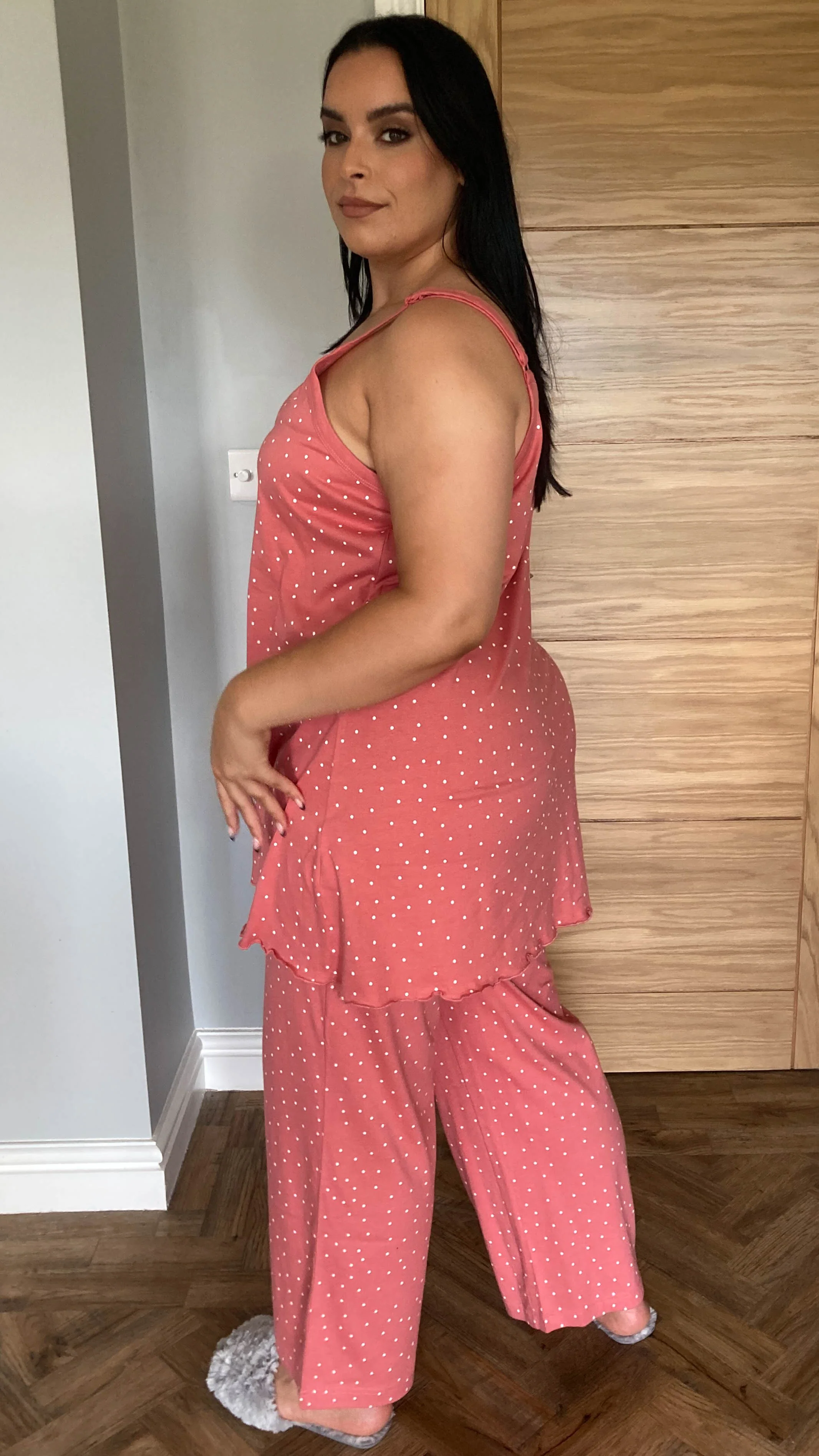 CurveWow Cami PJ Set Pink Polka Dot - Image 3